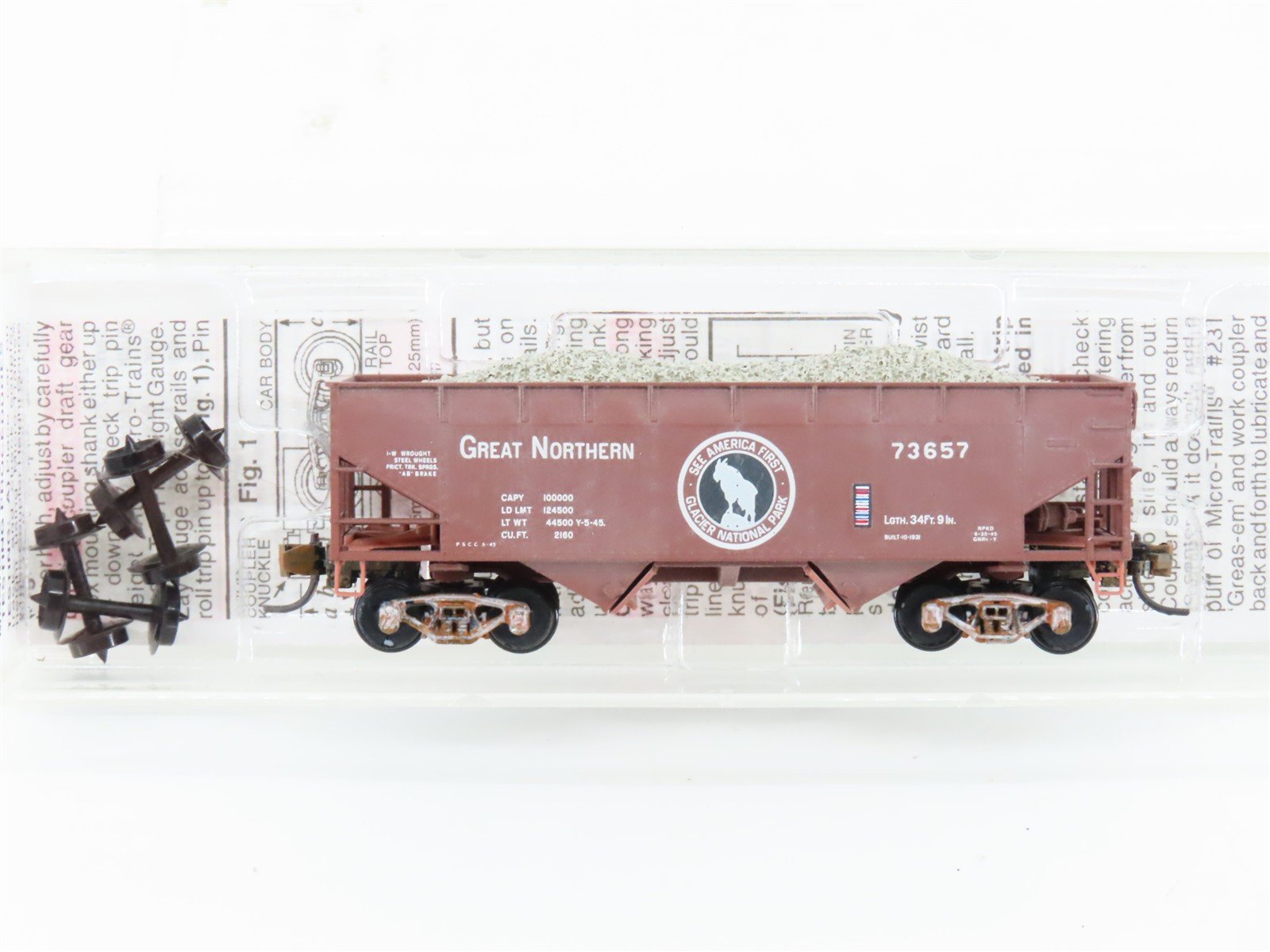 N Micro-Trains MTL 05500420 GN Great Northern 2-Bay Hopper #73657 Weathered