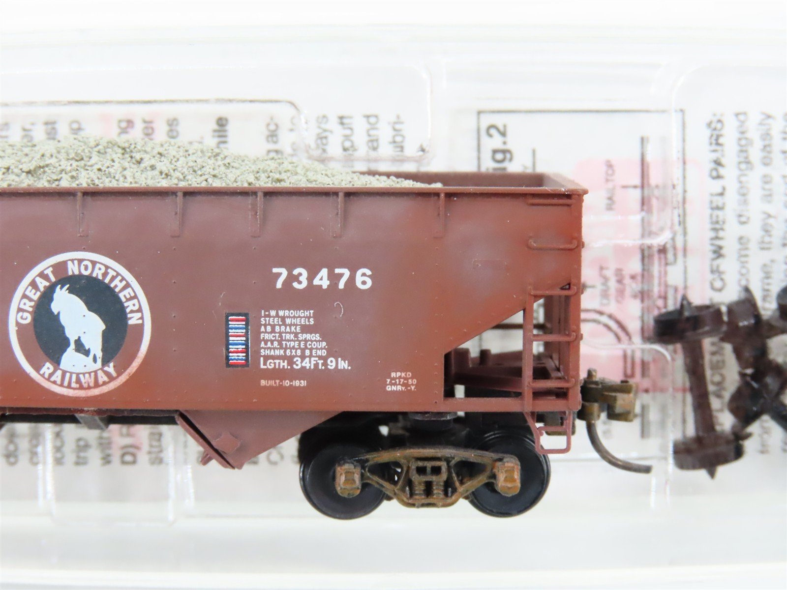 N Scale Micro-Trains MTL 55060 GN Great Northern 2-Bay Hopper #73476 Weathered