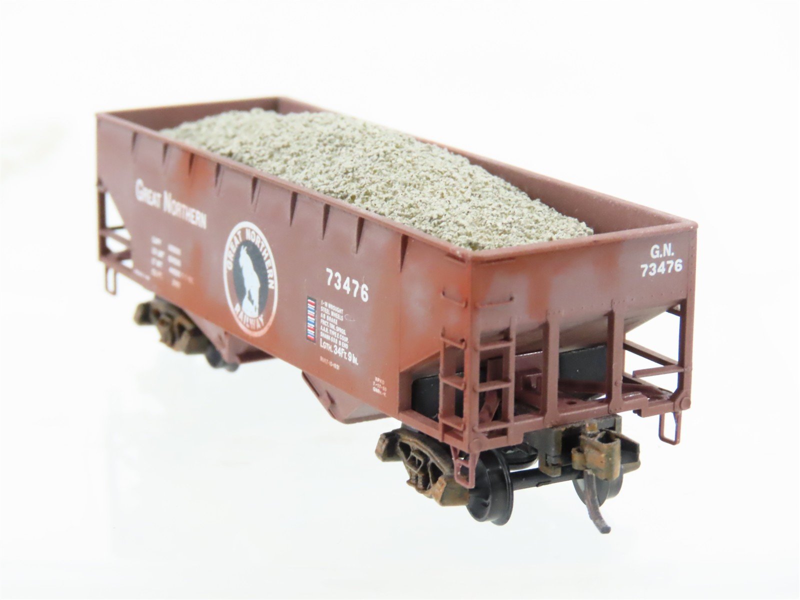 N Scale Micro-Trains MTL 55060 GN Great Northern 2-Bay Hopper #73476 Weathered