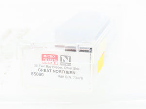 N Scale Micro-Trains MTL 55060 GN Great Northern 2-Bay Hopper #73476 Weathered