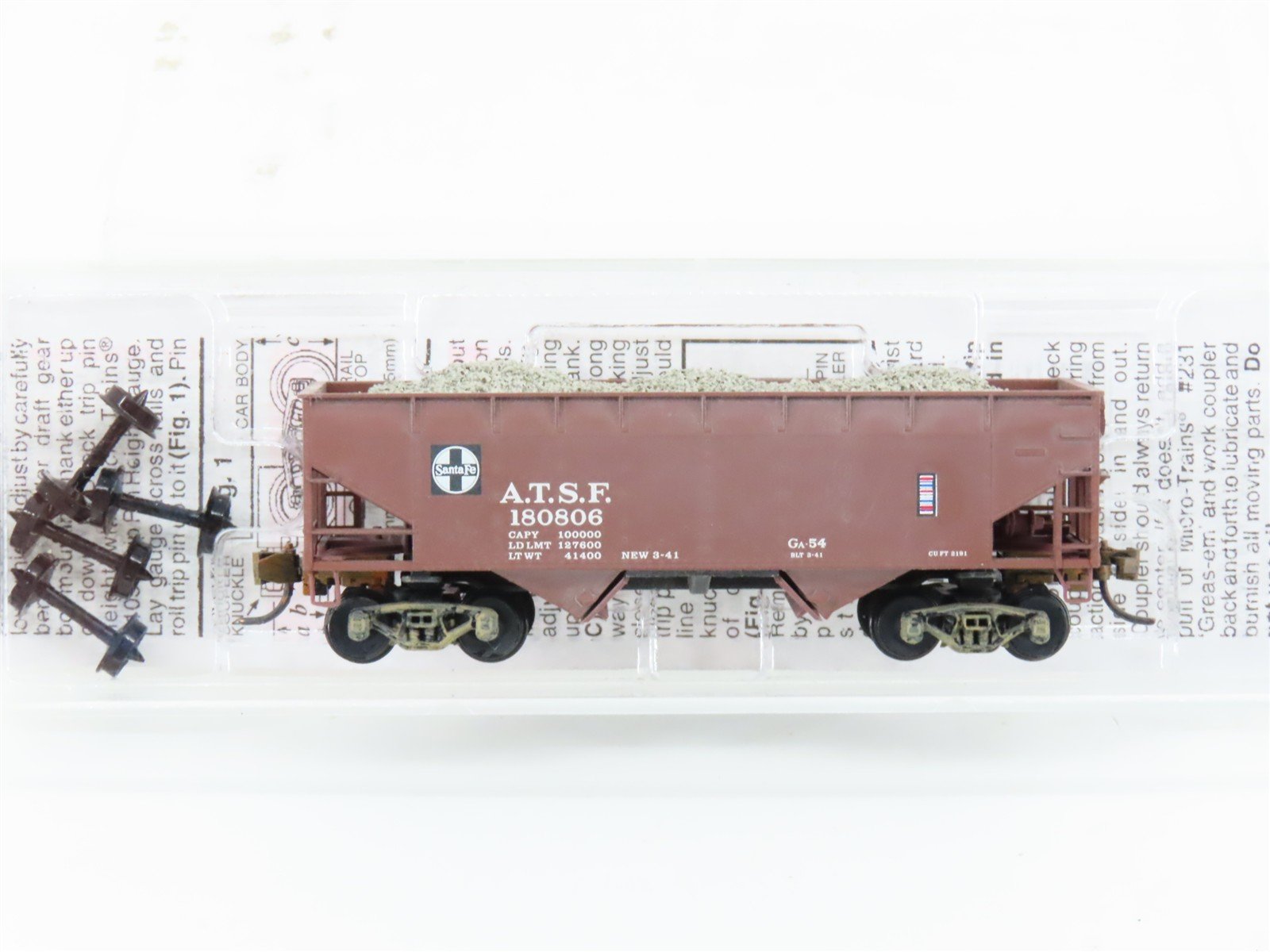 N Scale Micro-Trains MTL 55010 ATSF Santa Fe 2-Bay Hopper #180806 Weathered