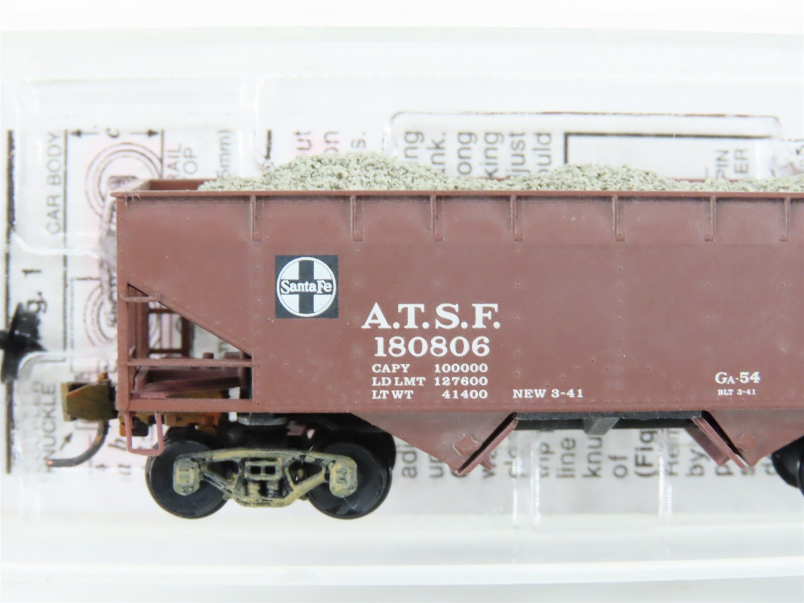 N Scale Micro-Trains MTL 55010 ATSF Santa Fe 2-Bay Hopper #180806 Weathered