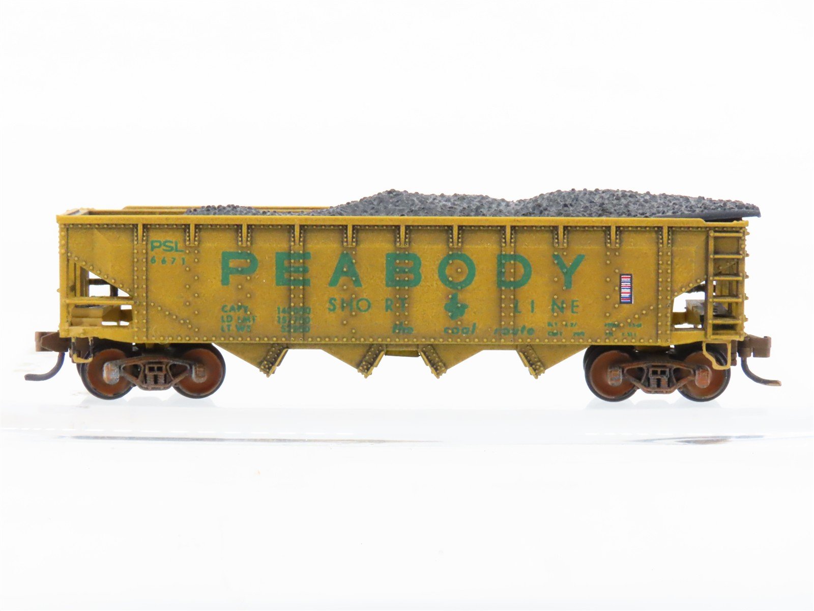N Scale Atlas Trainman PSL Peabody 3-Bay Open Hopper #6671 Weathered
