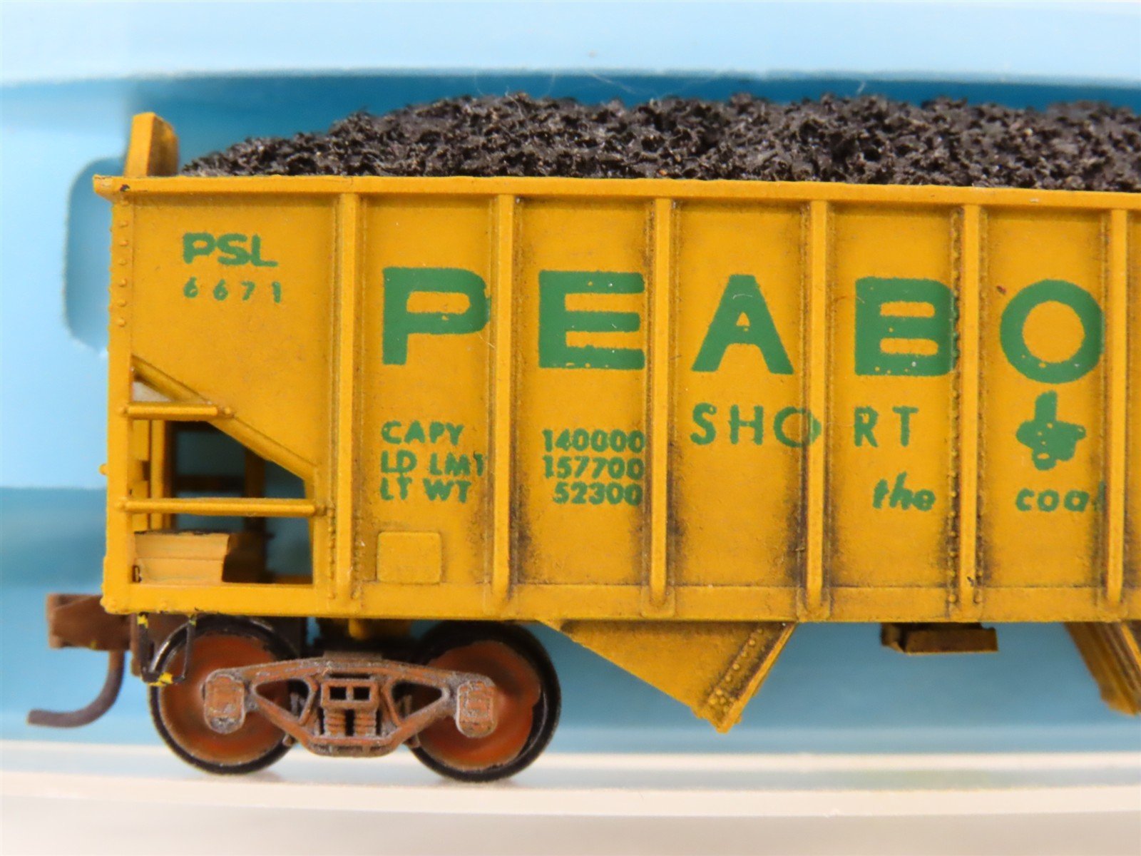 N Scale Atlas 2344 PSL Peabody 2-Bay Open Hopper #6671 Weathered