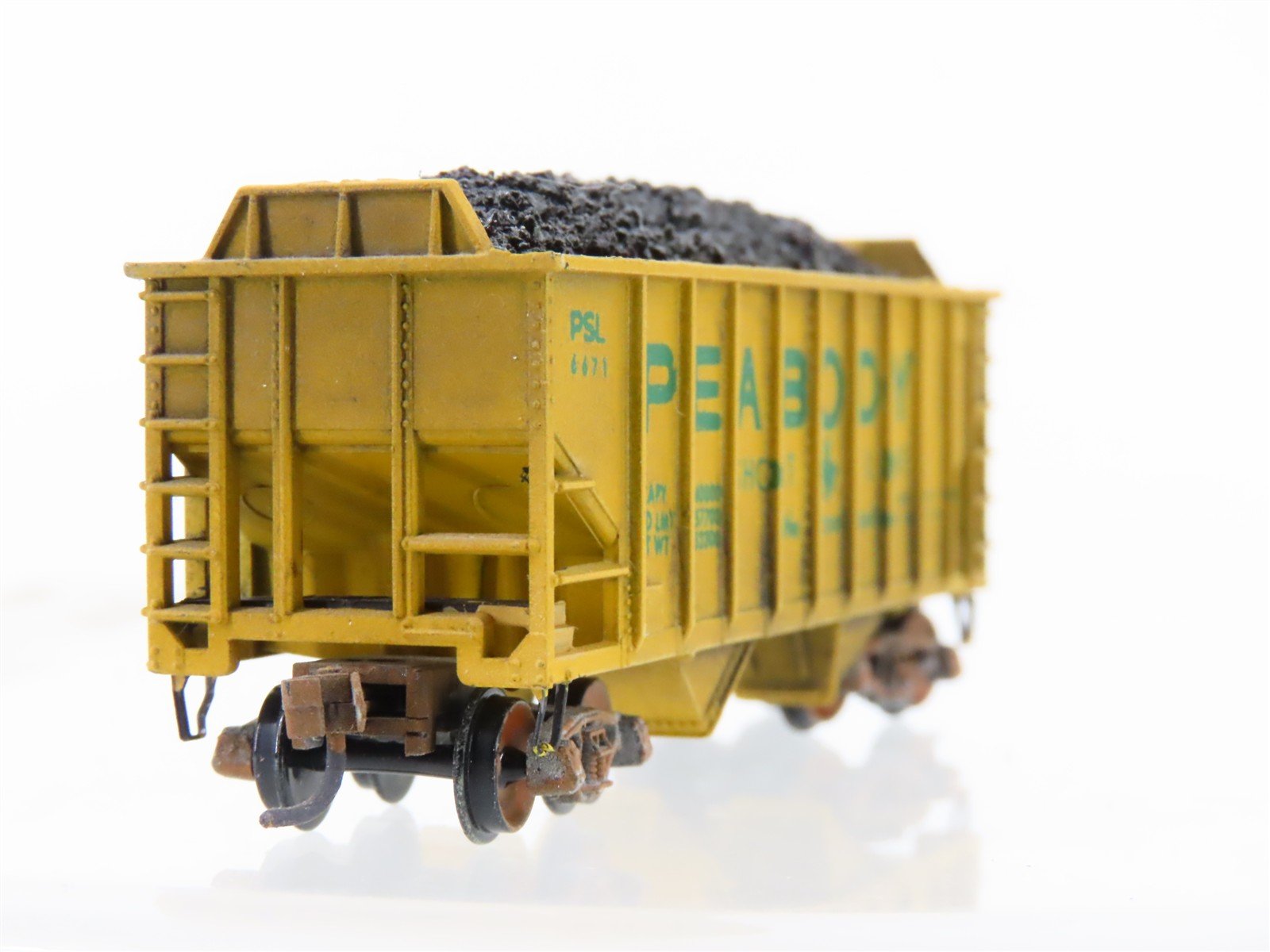 N Scale Atlas 2344 PSL Peabody 2-Bay Open Hopper #6671 Weathered
