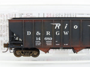 N Scale Micro-Trains 108060 MTL DRGW 3-Ton Open Hopper #14689 Weathered