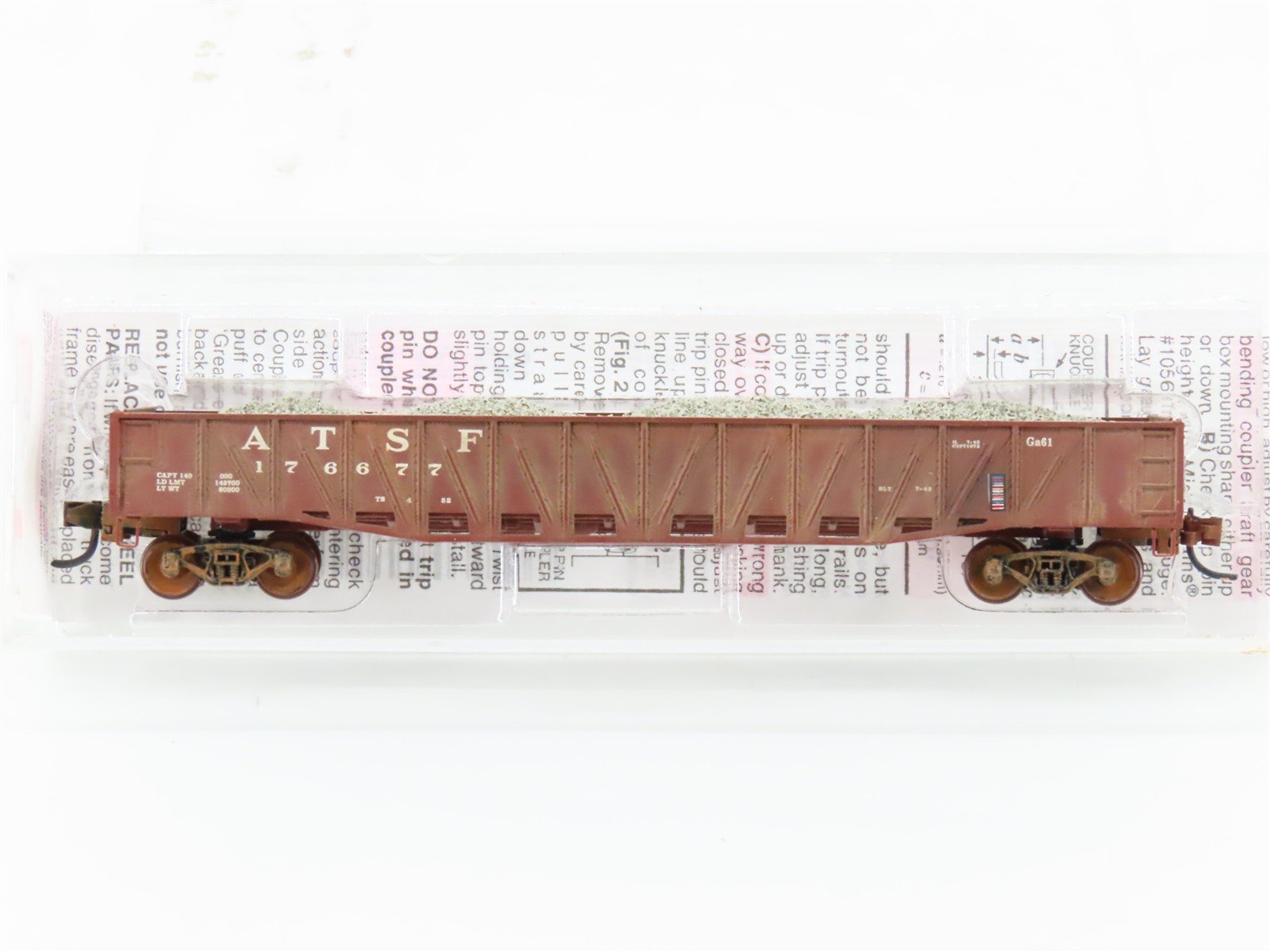 N Scale Micro-Trains 62030 ATSF Santa Fe 50' Gondola #176677 Weathered