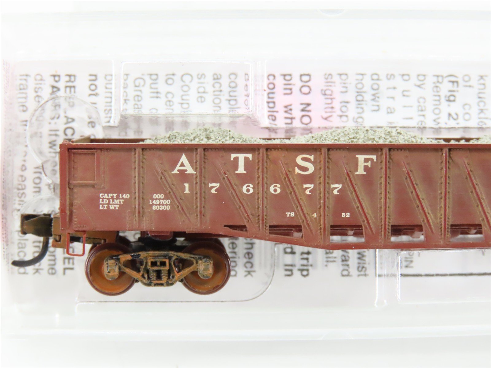 N Scale Micro-Trains 62030 ATSF Santa Fe 50' Gondola #176677 Weathered