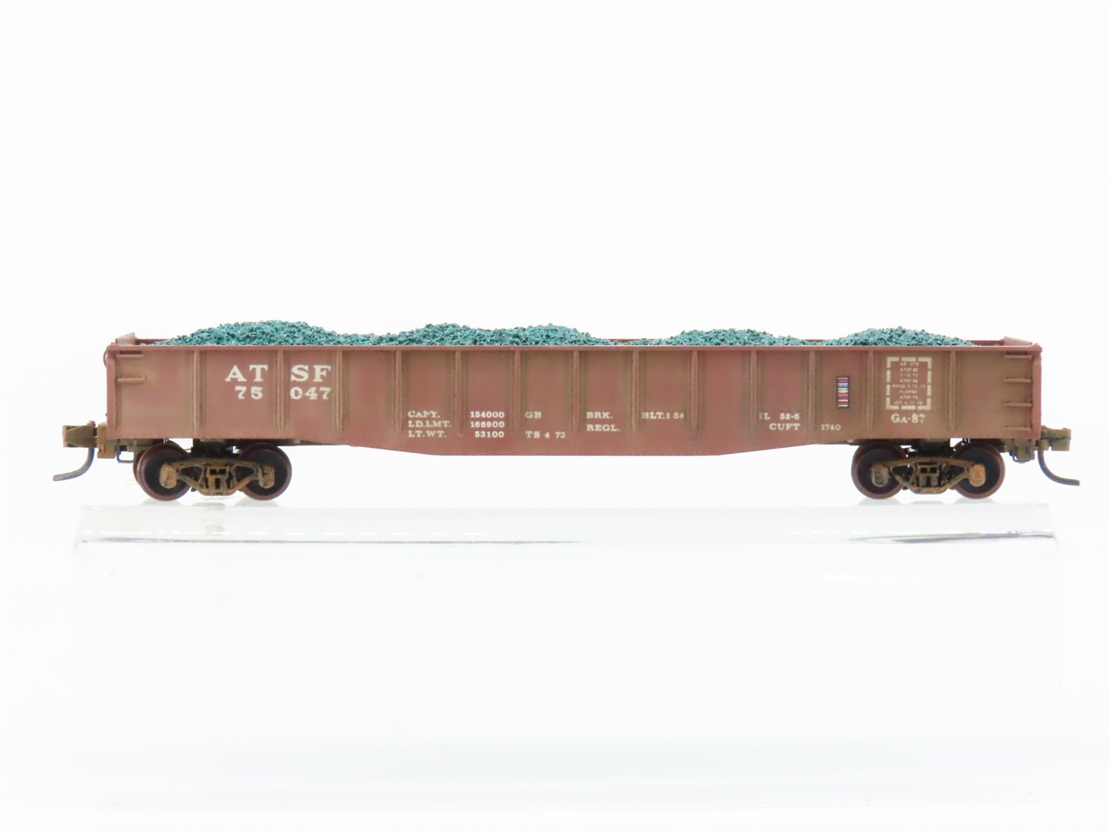 N Scale Micro-Trains MTL ATSF Santa Fe 50' Gondola #7504 w/Load Weathered