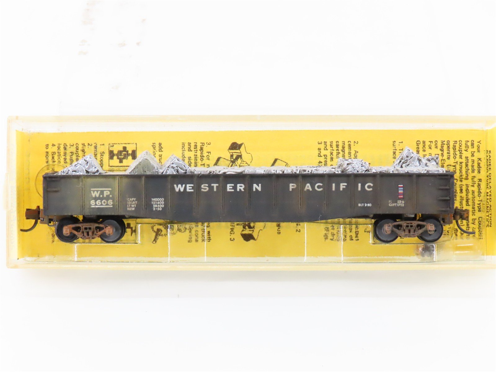N Micro-Trains/Kadee 46051 WP Western Pacific 50' Gondola #6606 wLoad Weathered