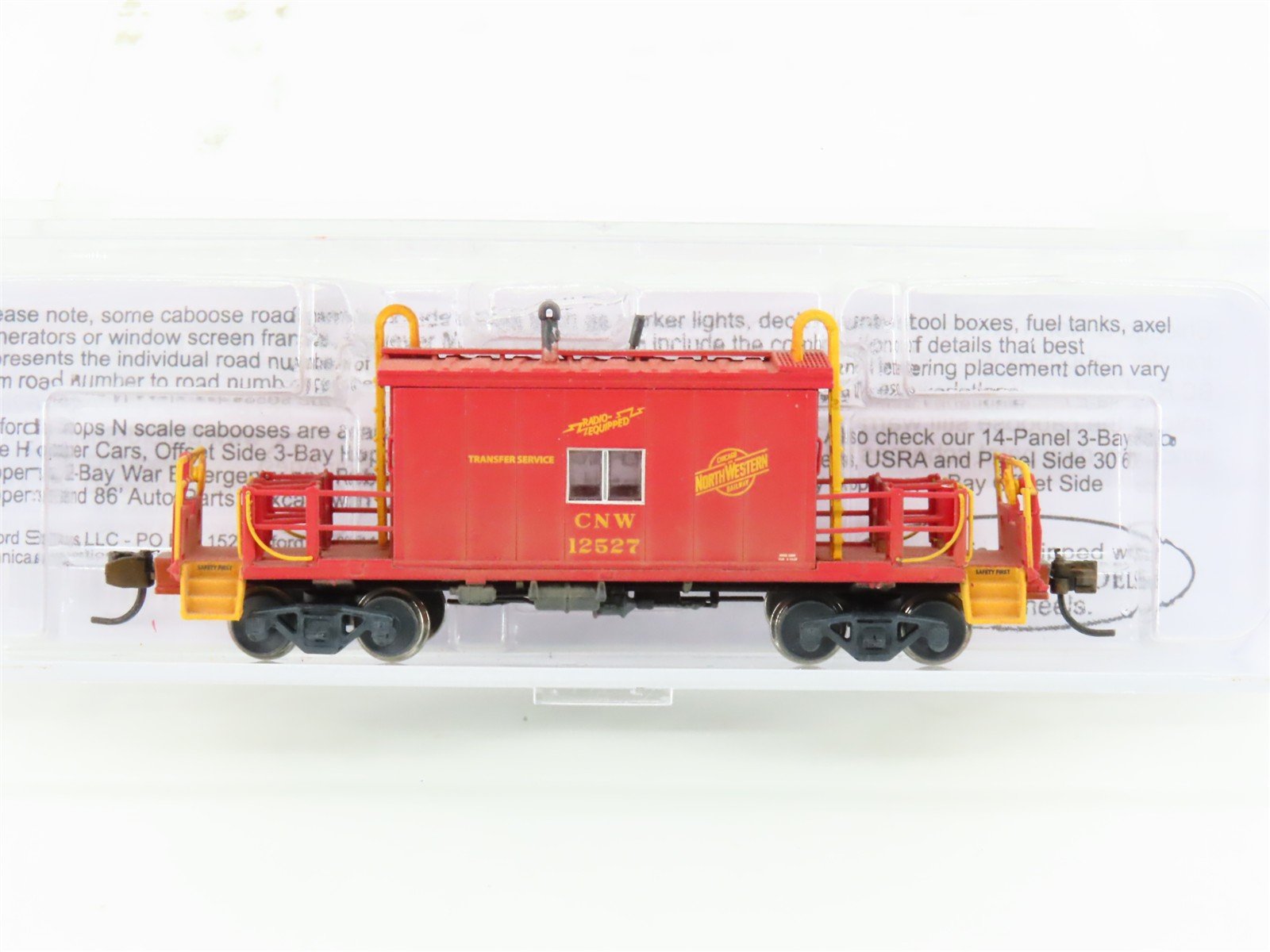 N Scale Bluford Shops 25090 CNW Railway Transfer Caboose #12527 Weathered
