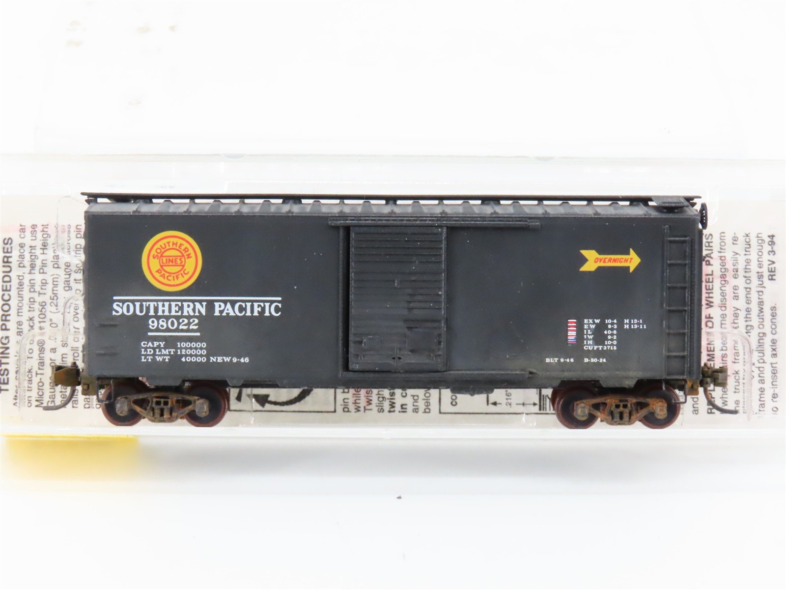 N Scale Micro-Trains MTL 20760 SP Southern Pacific 40' Boxcar #98022 Weathered