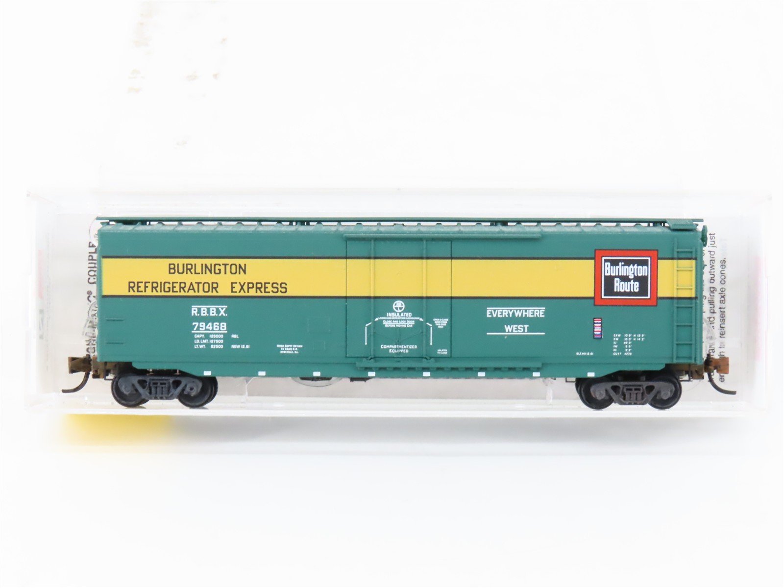 N Scale Micro-Trains MTL 32370 RBBX Burlington 50' Boxcar #79468 Weathered