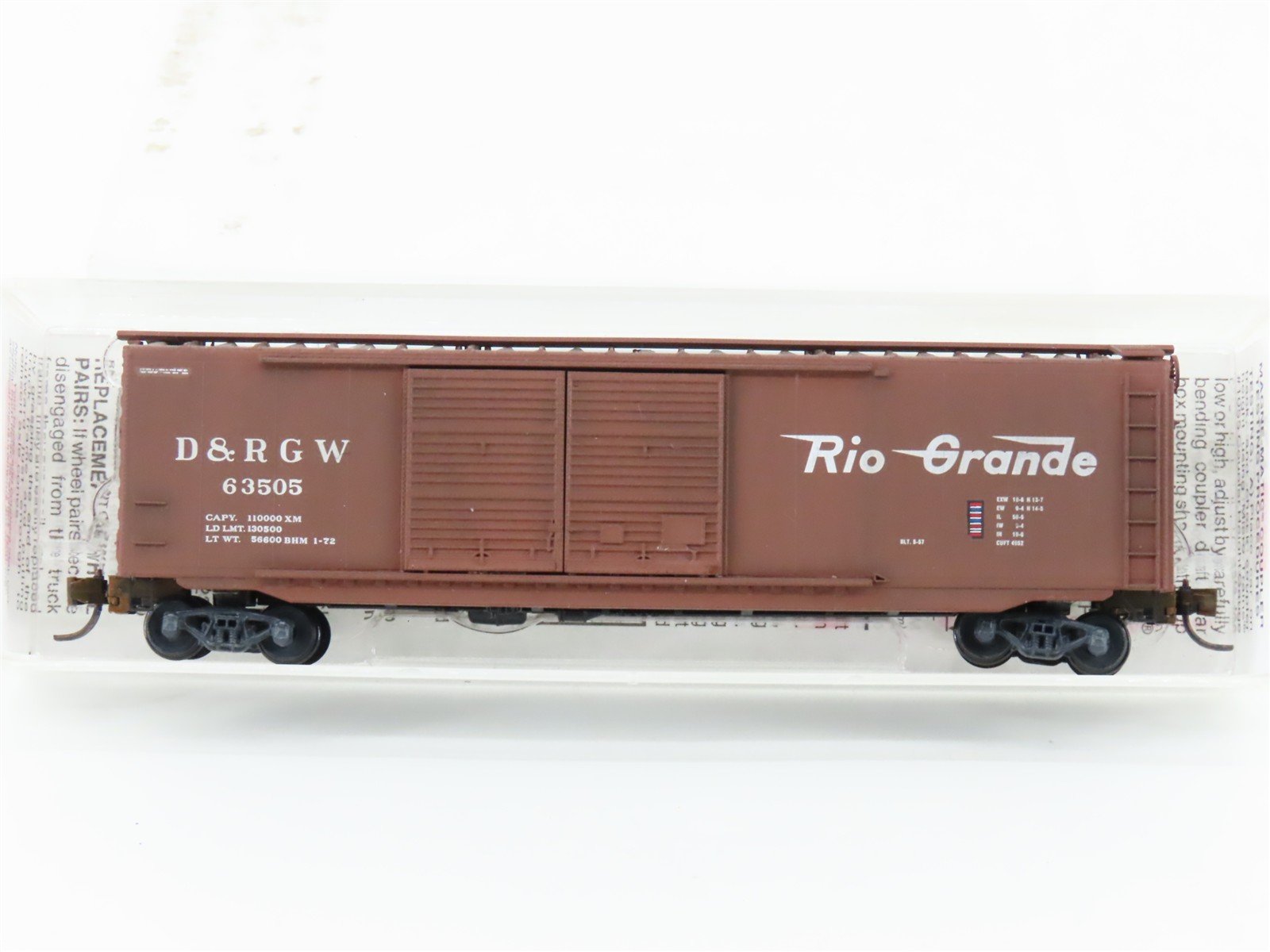 N Scale Micro-Trains MTL 34060 DRGW Rio Grande 50' Boxcar #63505 Weathered