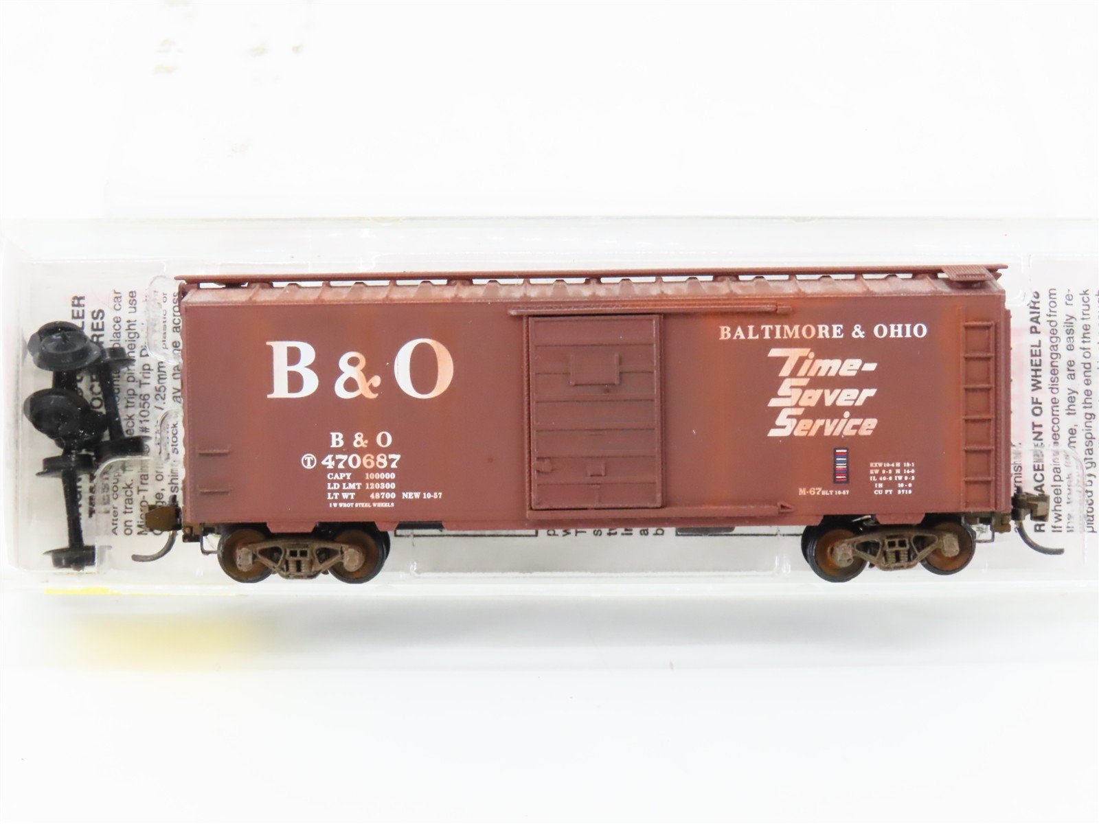 N Scale Micro-Trains MTL 20346 B&O Baltimore & Ohio 40' Boxcar #470687 Weathered