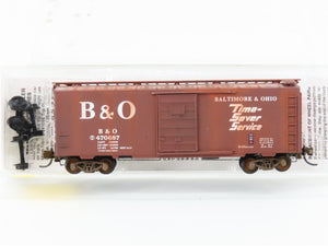 N Scale Micro-Trains MTL 20346 B&O Baltimore & Ohio 40' Boxcar #470687 Weathered