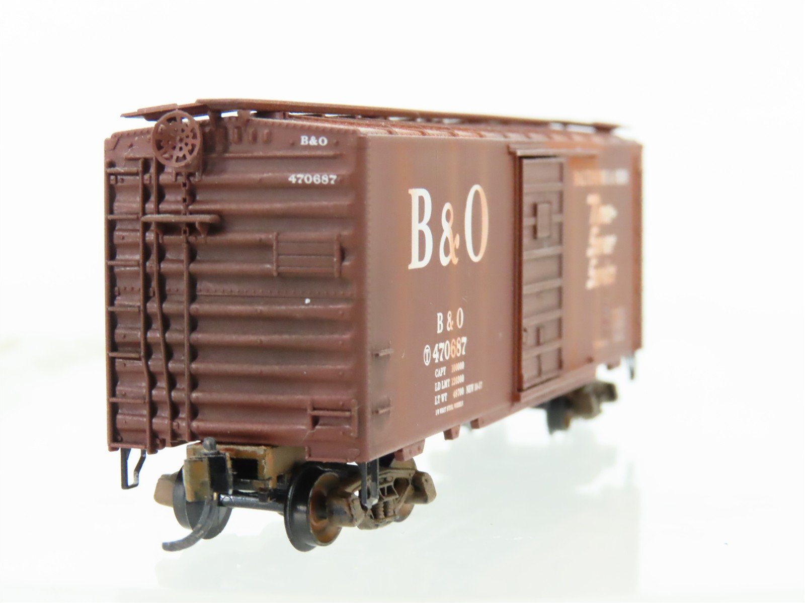 N Scale Micro-Trains MTL 20346 B&O Baltimore & Ohio 40' Boxcar #470687 Weathered
