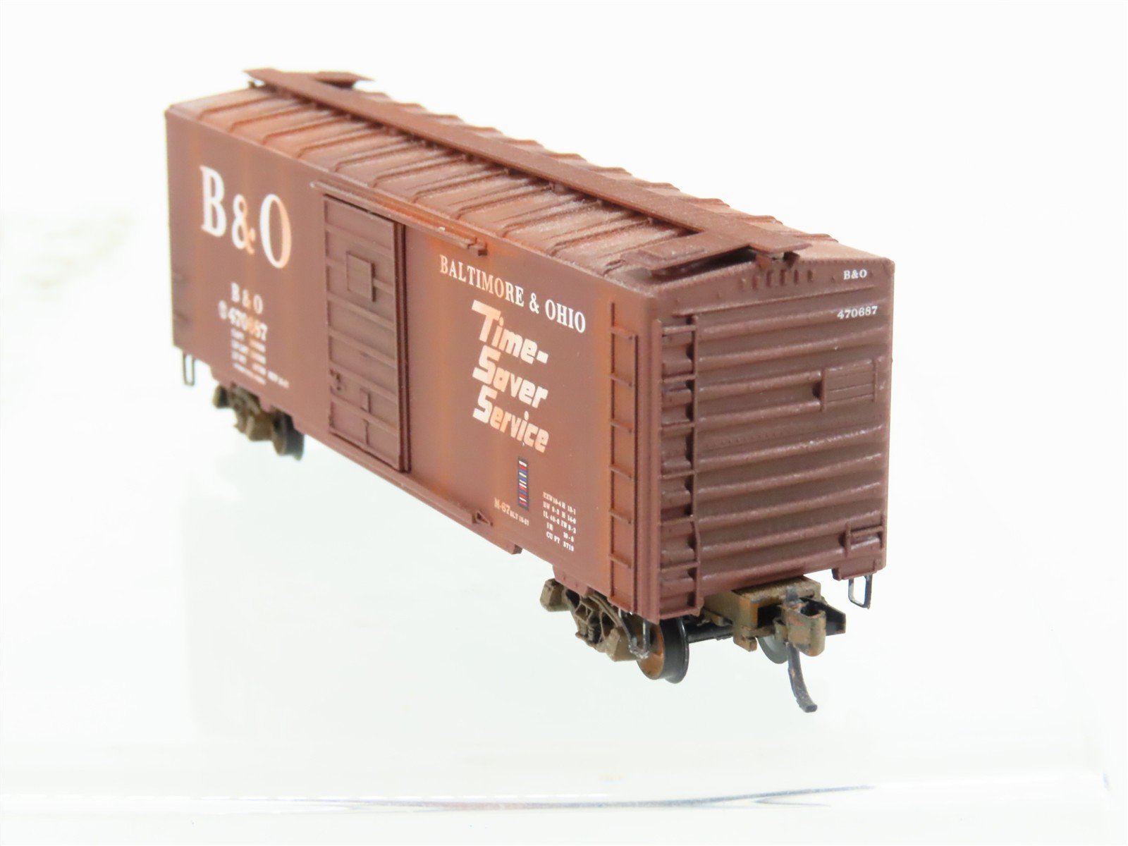 N Scale Micro-Trains MTL 20346 B&O Baltimore & Ohio 40' Boxcar #470687 Weathered