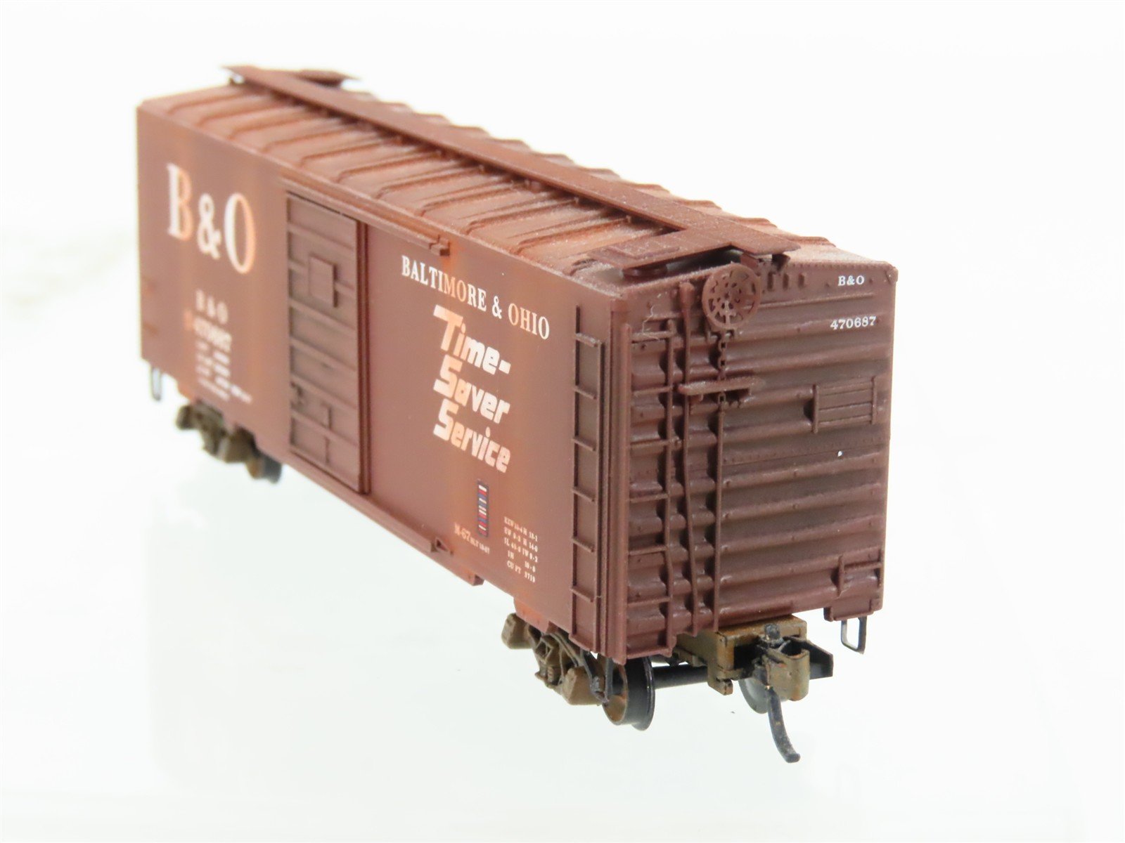 N Scale Micro-Trains MTL 20346 B&O Baltimore & Ohio 40' Boxcar #470687 Weathered