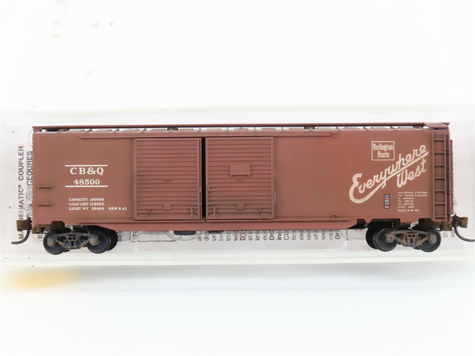 N Scale Micro-Trains MTL 78090 CBQ Burlington 50' Boxcar #48500 Weathered