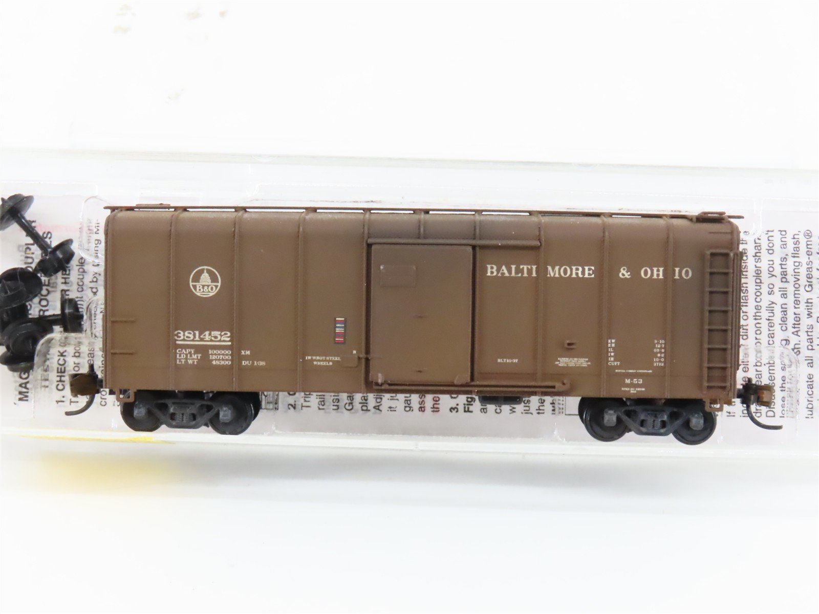 N Scale Micro-Trains 20346/1 B&O Baltimore & Ohio 40' Boxcar #381452 Weathered