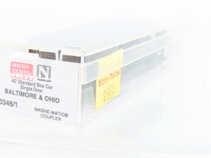 N Scale Micro-Trains 20346/1 B&O Baltimore & Ohio 40' Boxcar #381452 Weathered