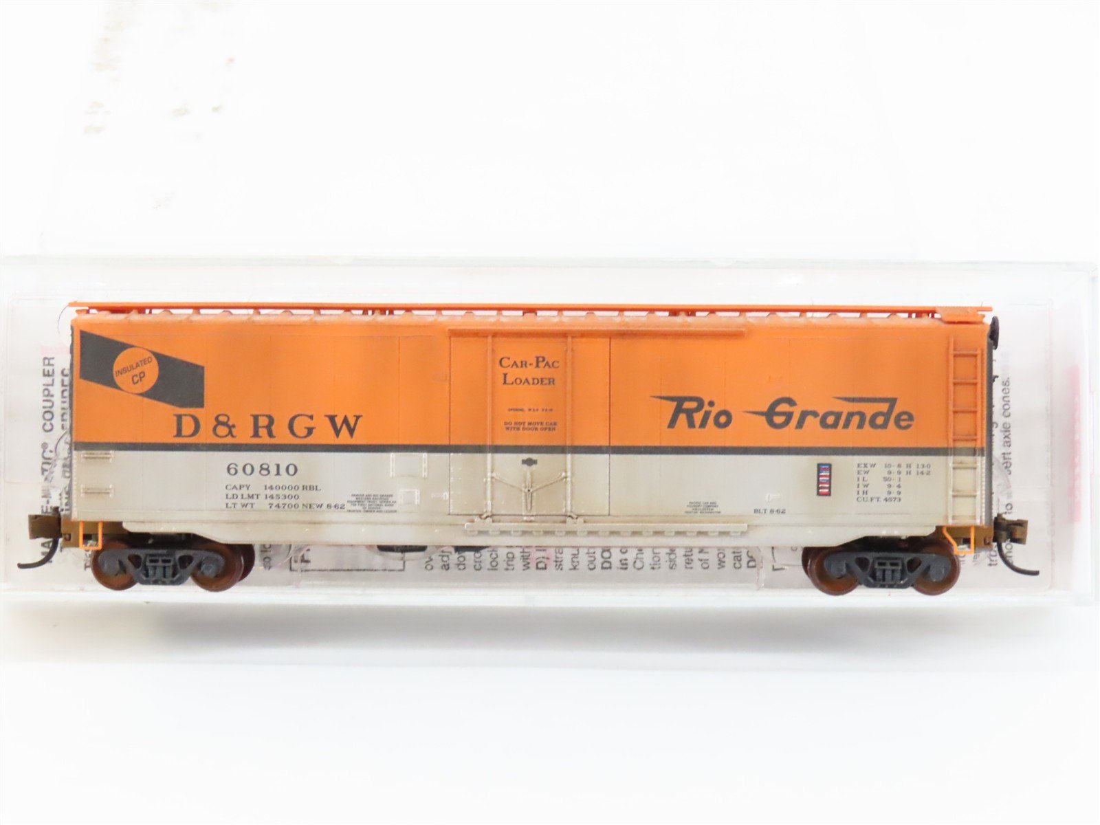 N Scale Micro-Trains MTL 32220 DRGW Rio Grande 50' Boxcar #60810 Weathered