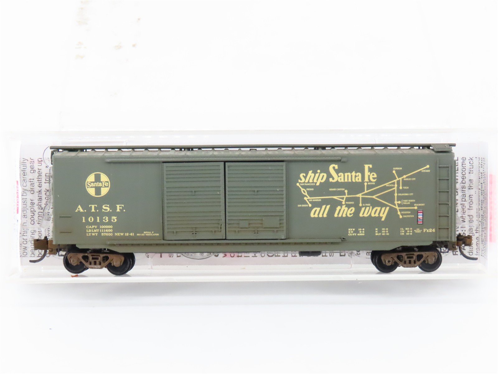 N Scale Micro-Trains MTL 34290 ATSF Santa Fe 50' Boxcar #10135 Weathered