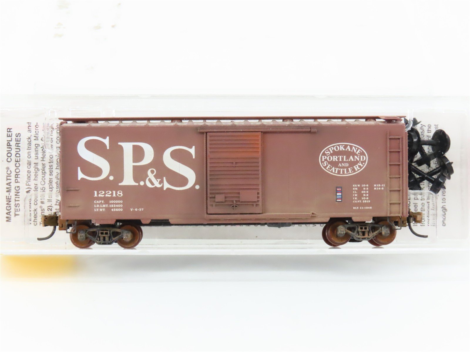 N Micro-Trains MTL 20850 SPS Spokane Portland Seattle 40' Boxcar 12218 Weathered