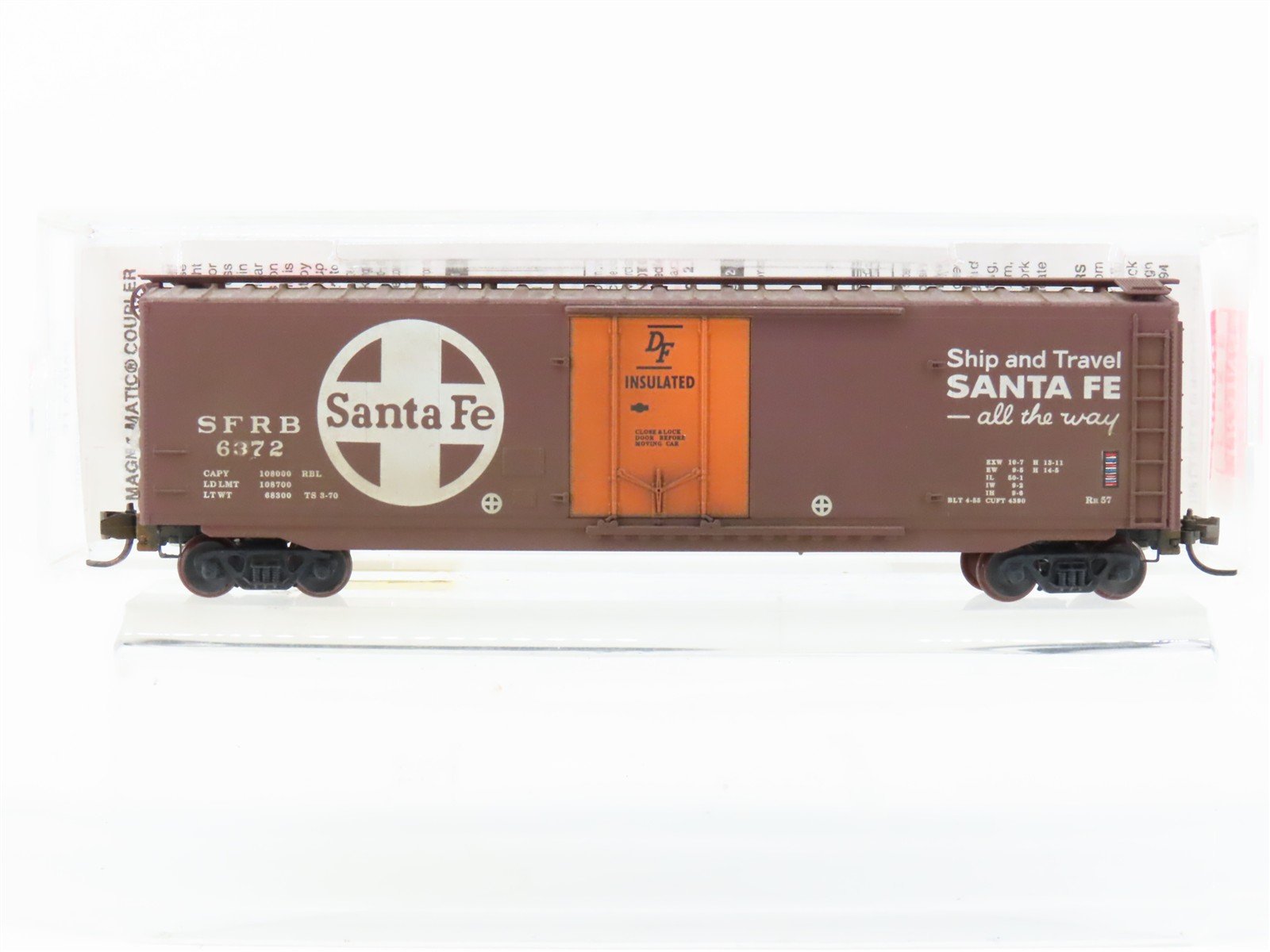 N Scale Micro-Trains MTL 32050/3 SFRB Santa Fe 50' Boxcar #6372 Weathered