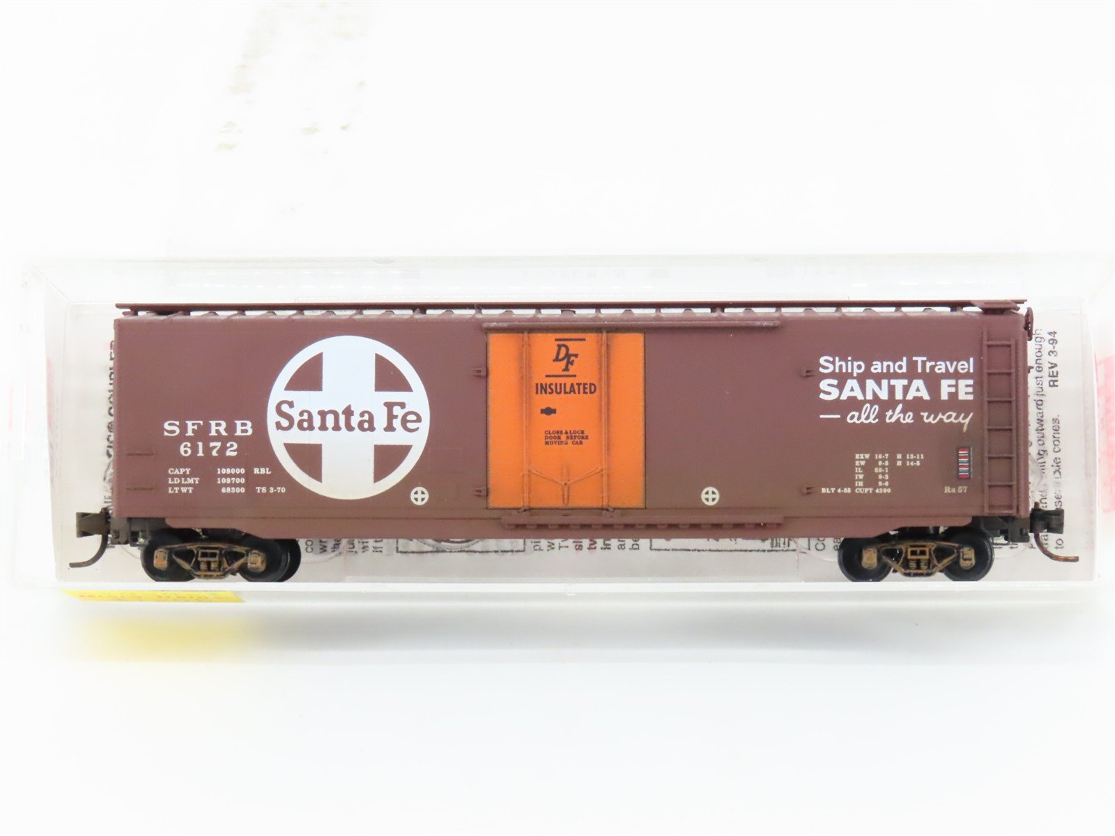 N Scale Micro-Trains MTL 32050/3 SFRB Santa Fe 50' Boxcar #6172 Weathered