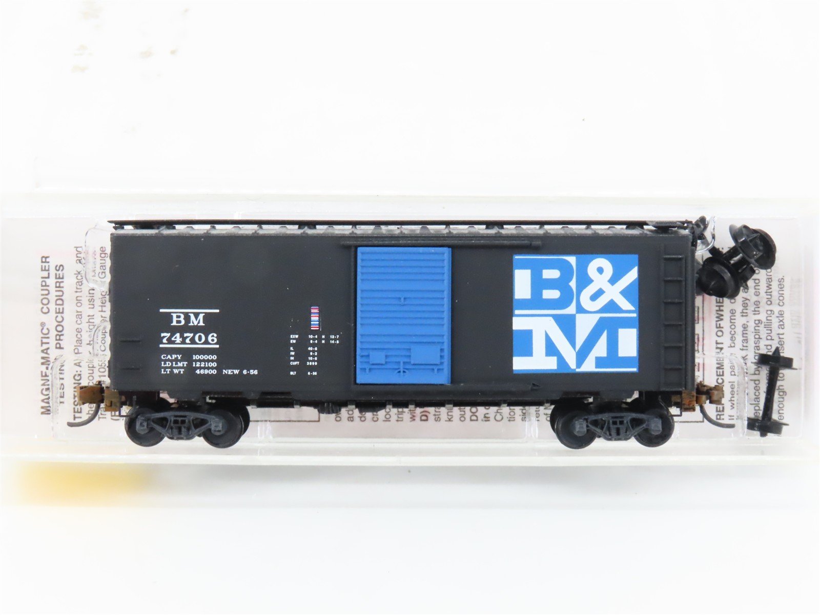 N Scale Micro-Trains MTL 20400 B&M Boston & Maine 40' Boxcar #74706 Weathered