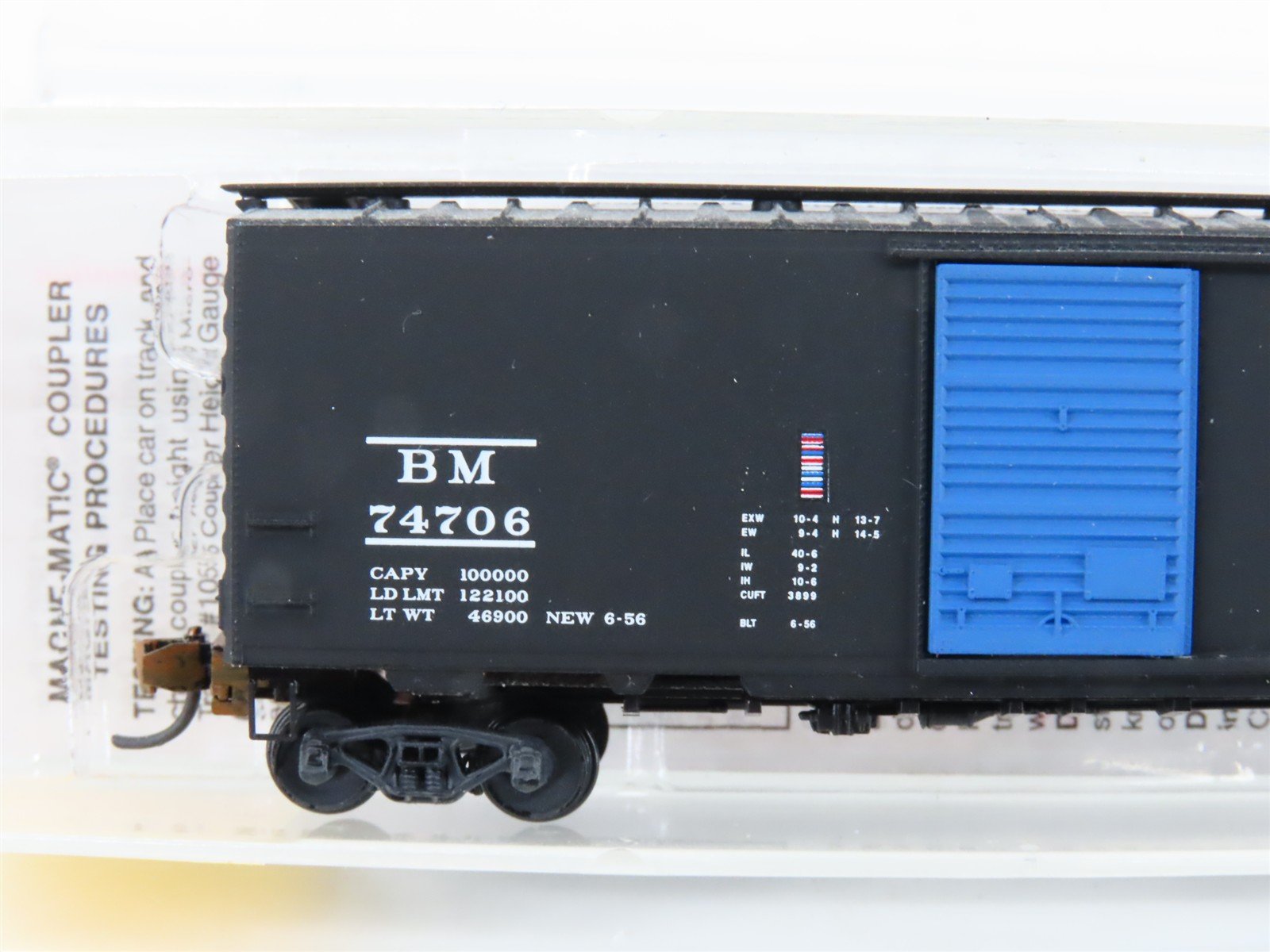 N Scale Micro-Trains MTL 20400 B&M Boston & Maine 40' Boxcar #74706 Weathered