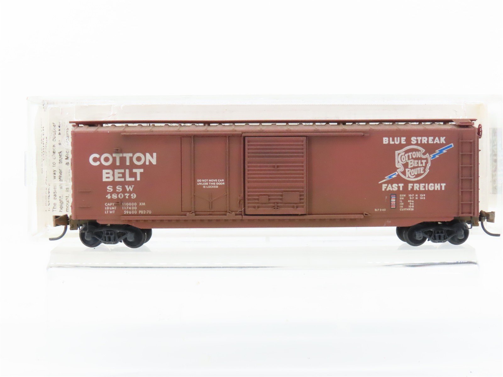 N Scale Micro-Trains 33060 SSW Cotton Belt 50' Boxcar #48079 Weathered