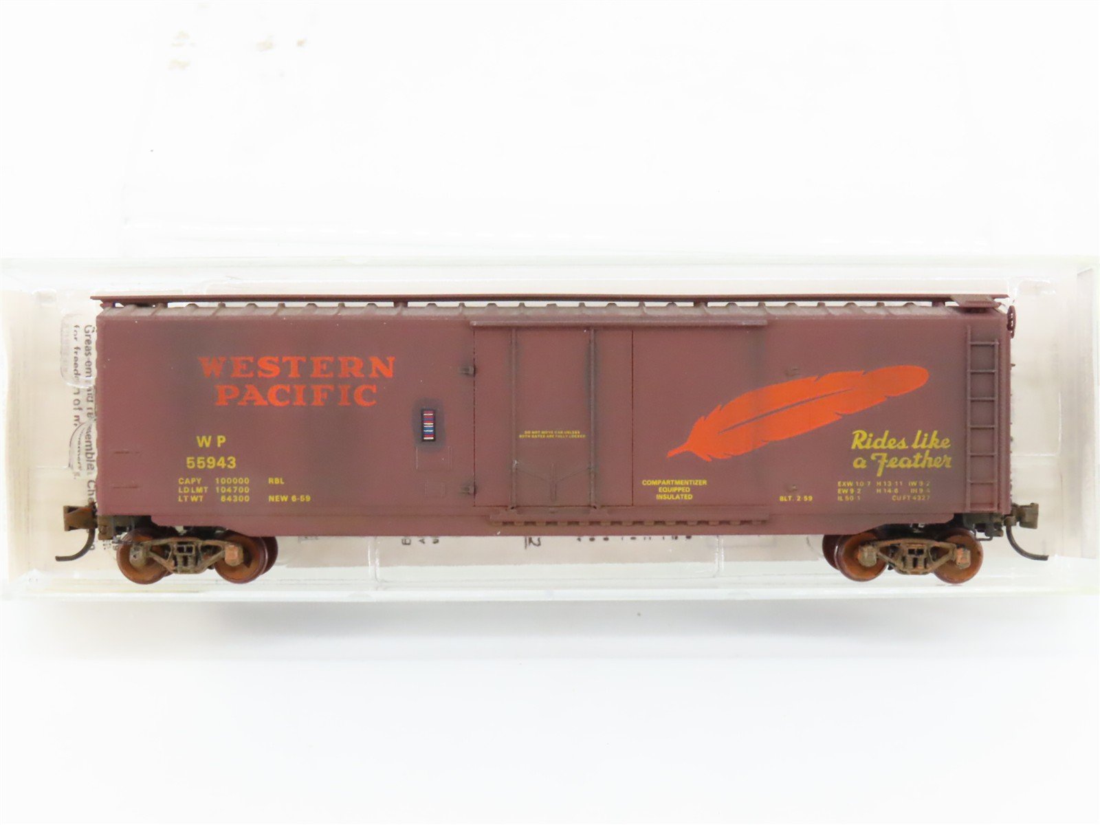 N Scale Micro-Trains/Kadee 32180 WP Western Pacific 50' Boxcar #55943 Weathered