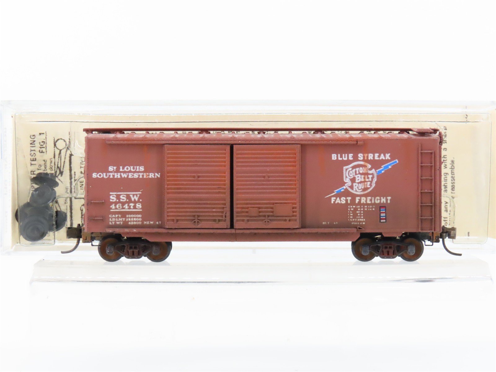 N Scale Micro-Trains MTL 23030 SSW Cotton Belt 40' Boxcar #46478 Weathered