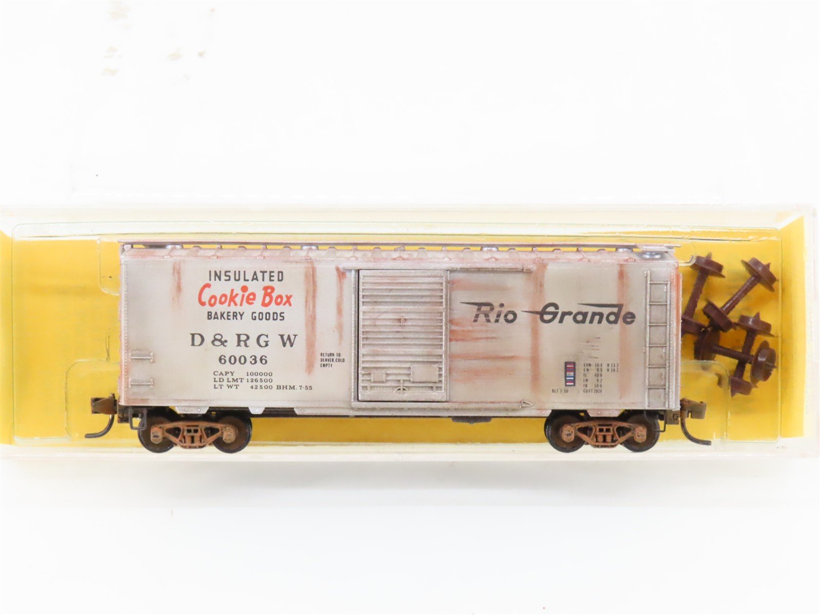 N Scale Micro-Trains/Kadee 20111 DRGW Rio Grande 40' Boxcar #60036 Weathered