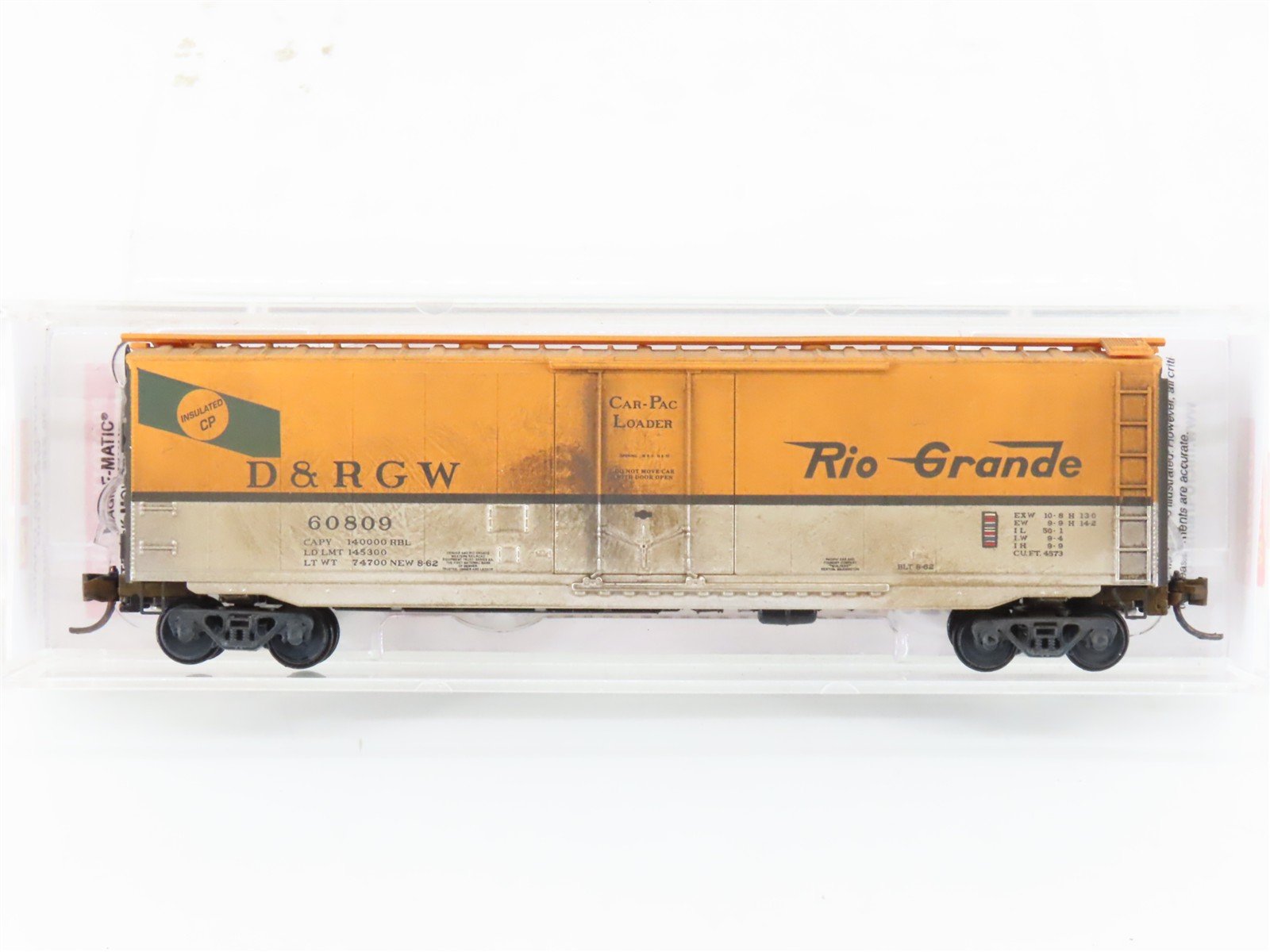 N Scale Micro-Trains MTL 03200222 DRGW Rio Grande 50' Boxcar #60809 Weathered