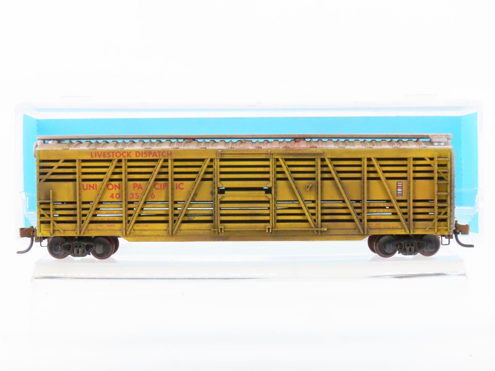 N Scale Atlas 3543 UP Union Pacific 50' Stock Car #40356 Weathered
