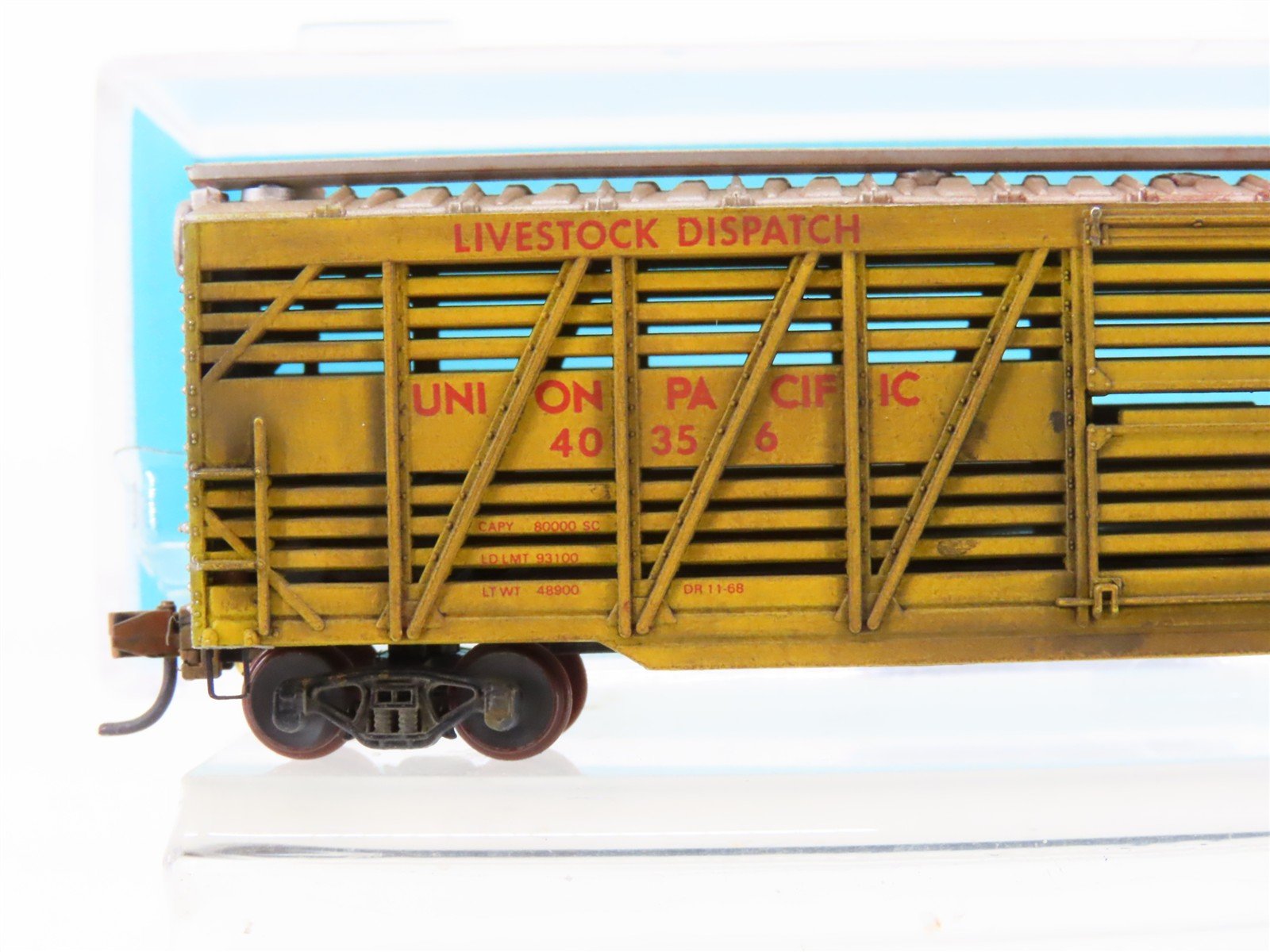 N Scale Atlas 3543 UP Union Pacific 50' Stock Car #40356 Weathered