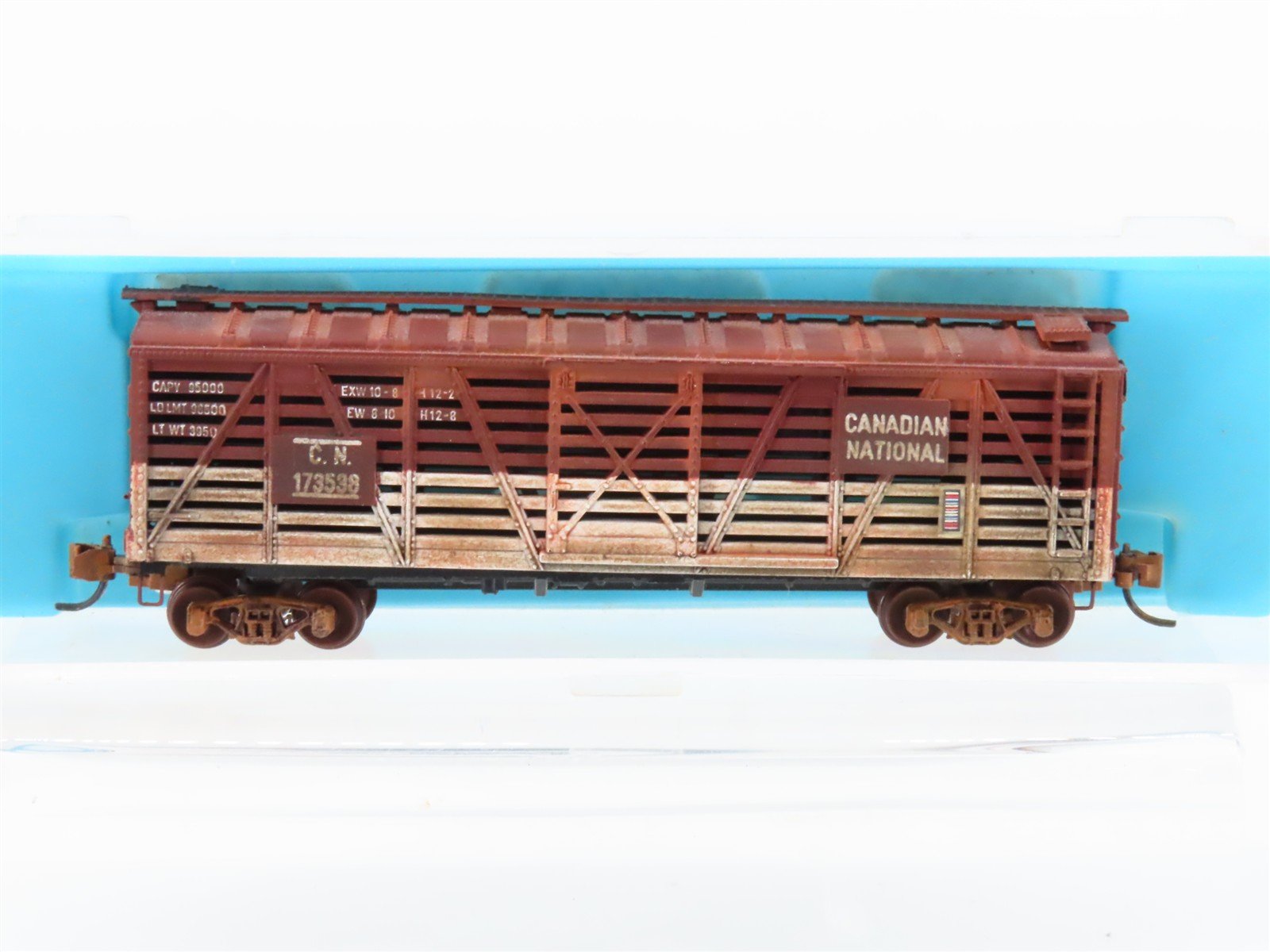 N Scale Atlas 2418 CN Canadian National Stock Car #173538 Weathered