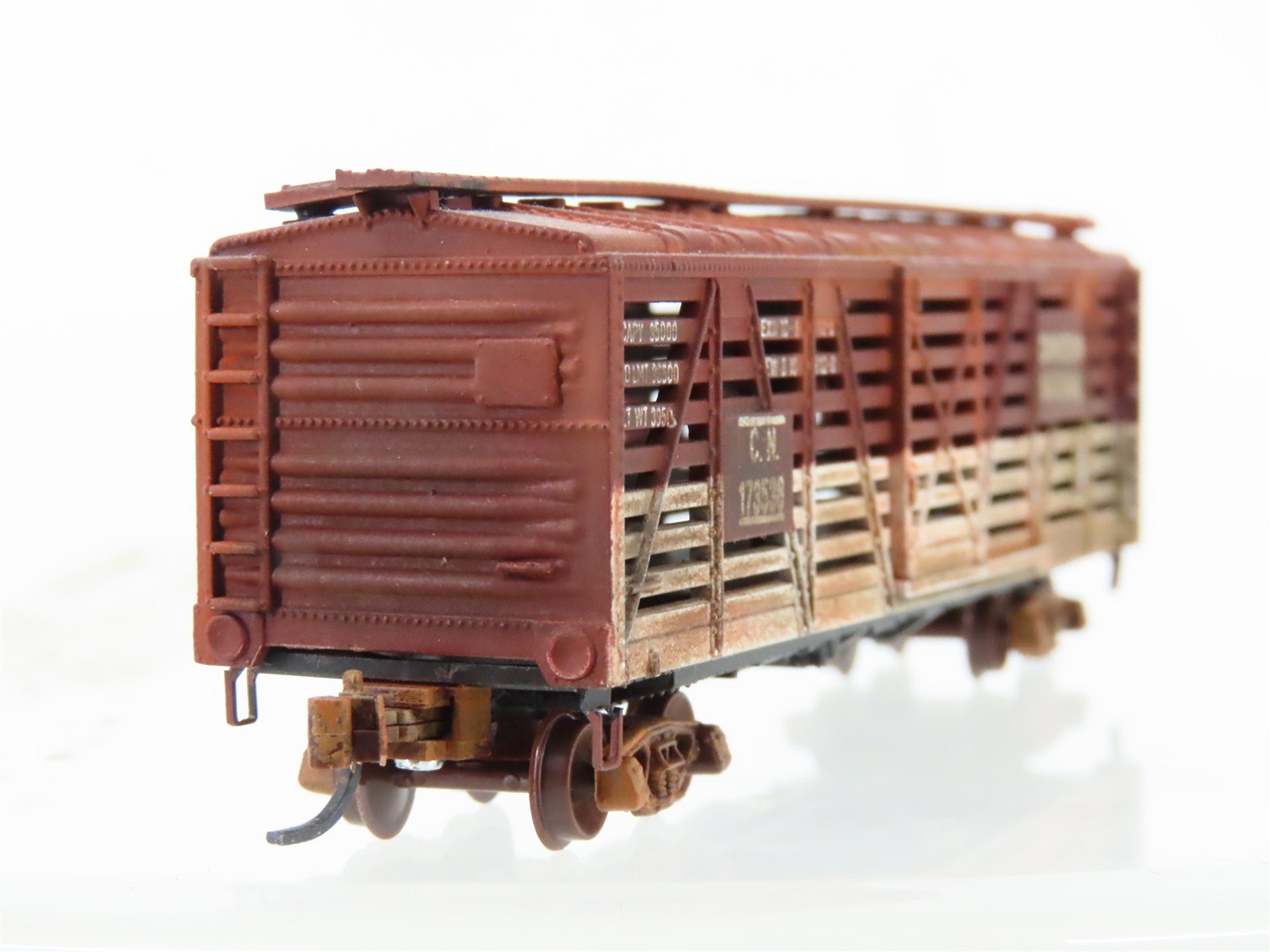 N Scale Atlas 2418 CN Canadian National Stock Car #173538 Weathered