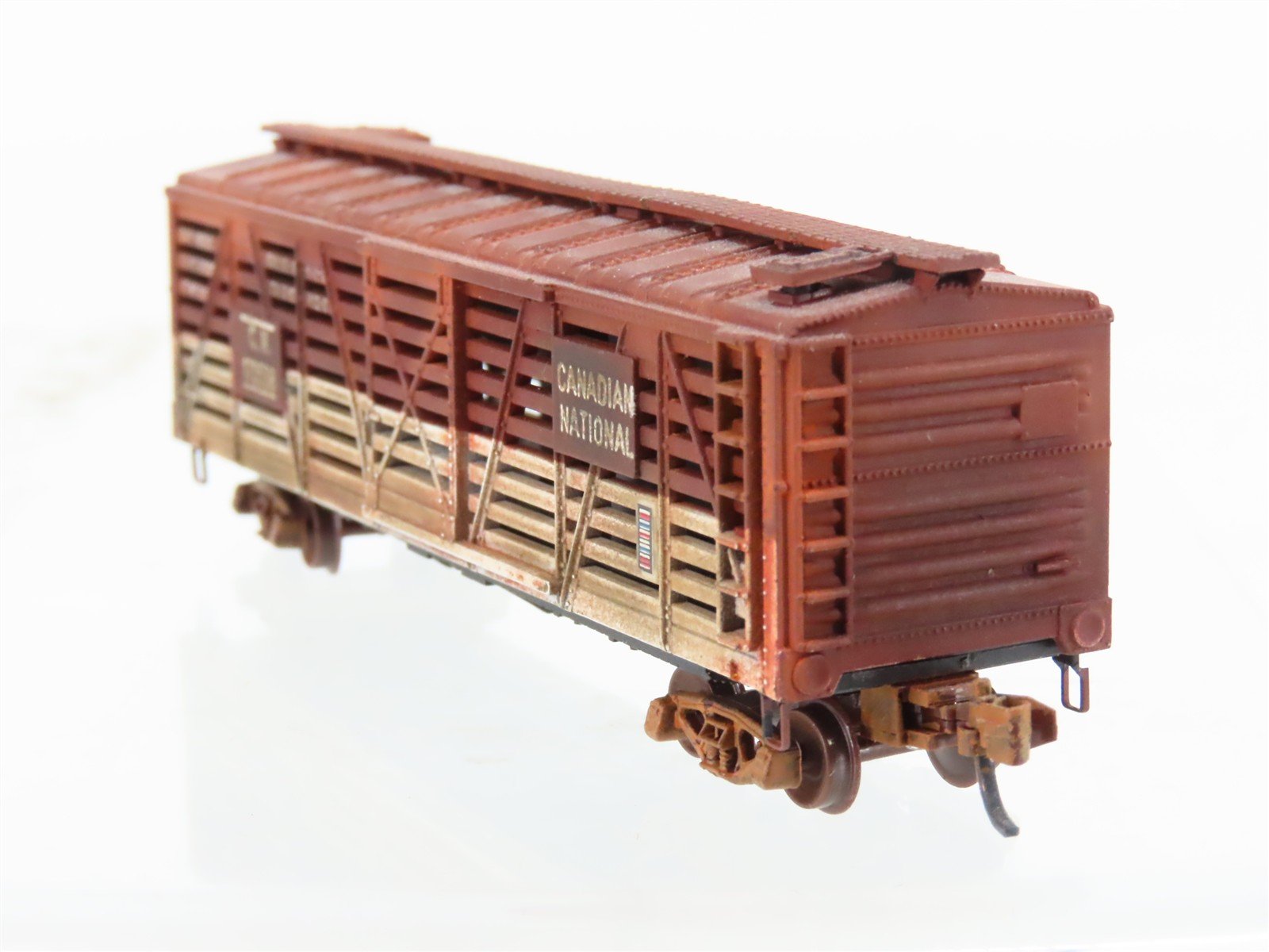N Scale Atlas 2418 CN Canadian National Stock Car #173538 Weathered