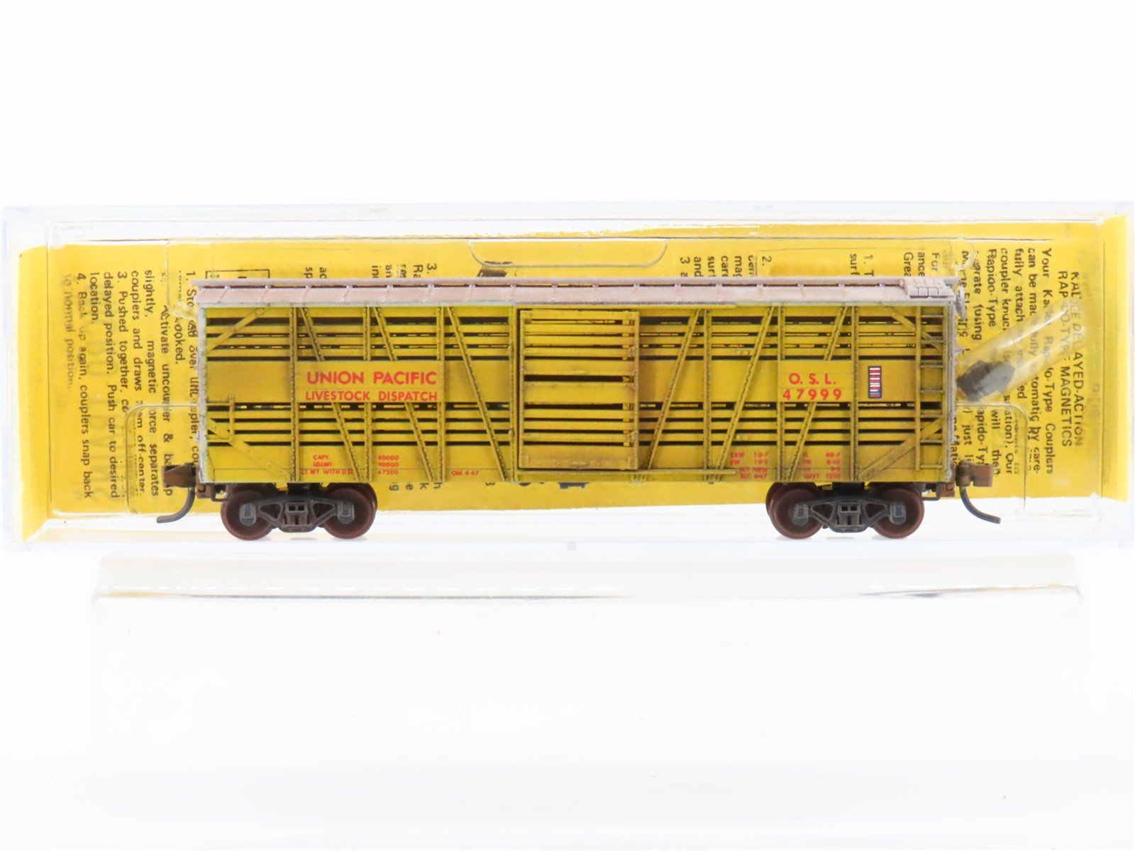 N Scale Micro-Trains/Kadee 35011 UP Union Pacific 40' Stock Car #47999 Weathered