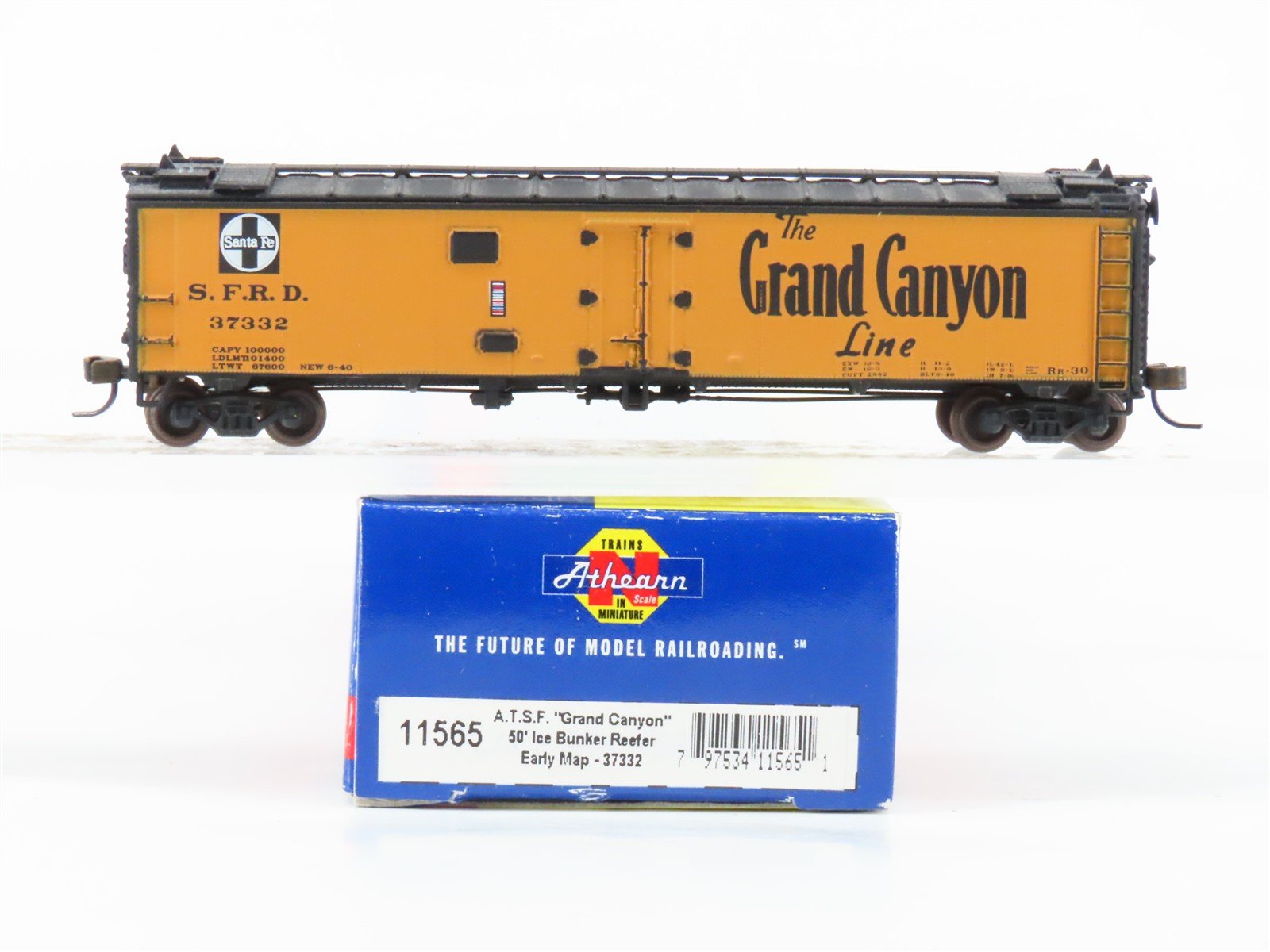 N Scale Athearn RTR 11565 ATSF Santa Fe 50' Ice Bunker #37332 Weathered