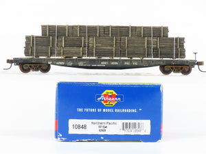 N Scale Athearn RTR 10848 NP Northern Pacific 53' Flatcar #62929 wLoad Weathered