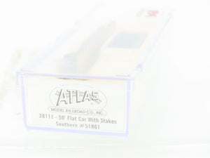 N Scale Atlas 38111 Southern 50' Flatcar wStakes #51861 Weathered