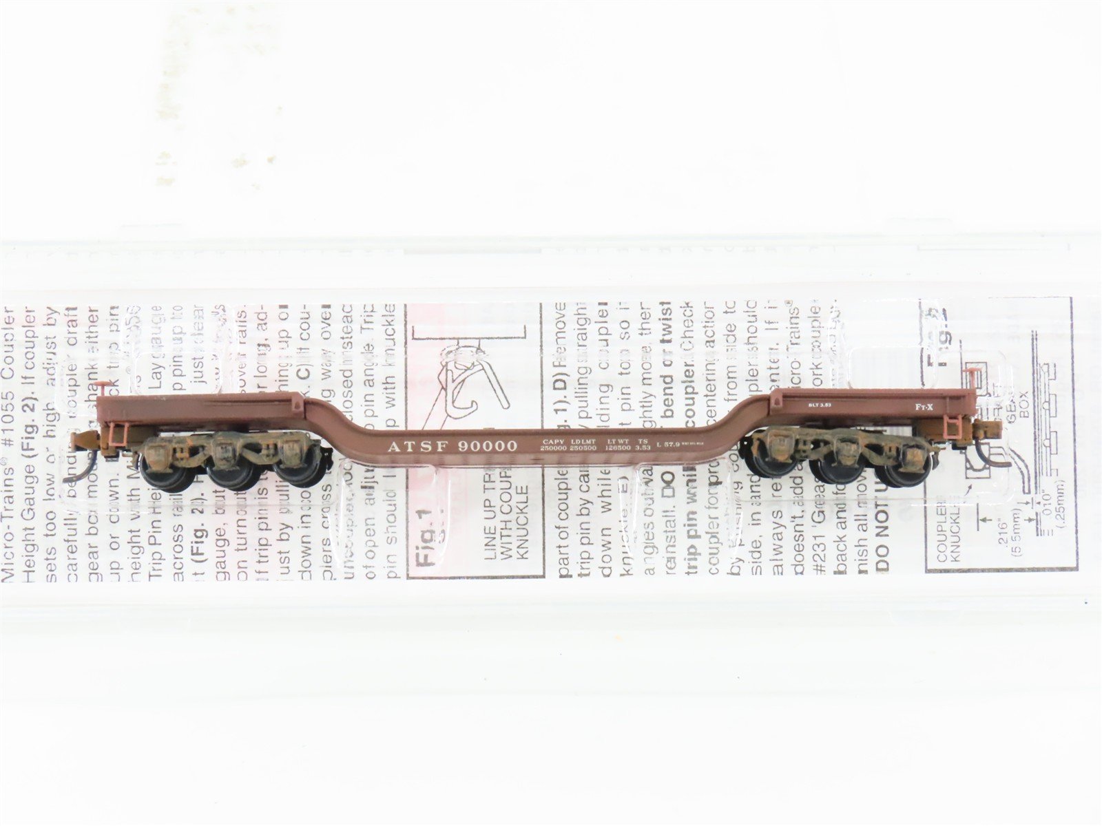 N Scale Micro-Trains MTL 109040 ATSF Depressed Center Flatcar #90000 Weathered