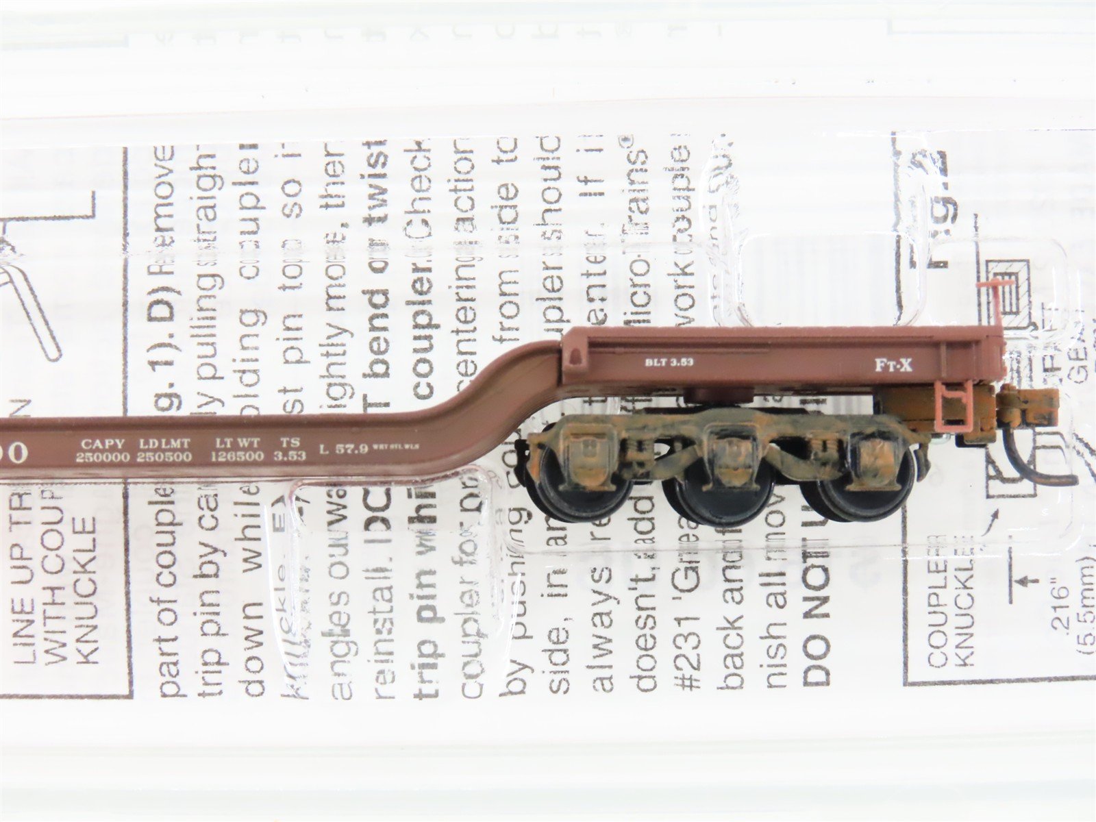 N Scale Micro-Trains MTL 109040 ATSF Depressed Center Flatcar #90000 Weathered