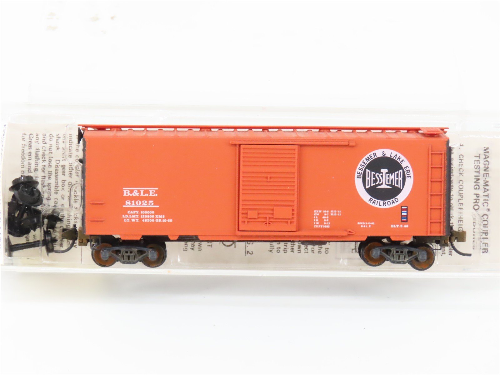 N Scale Micro-Trains/Kadee 20940 B&LE Railway 40' Boxcar #81025 Weathered